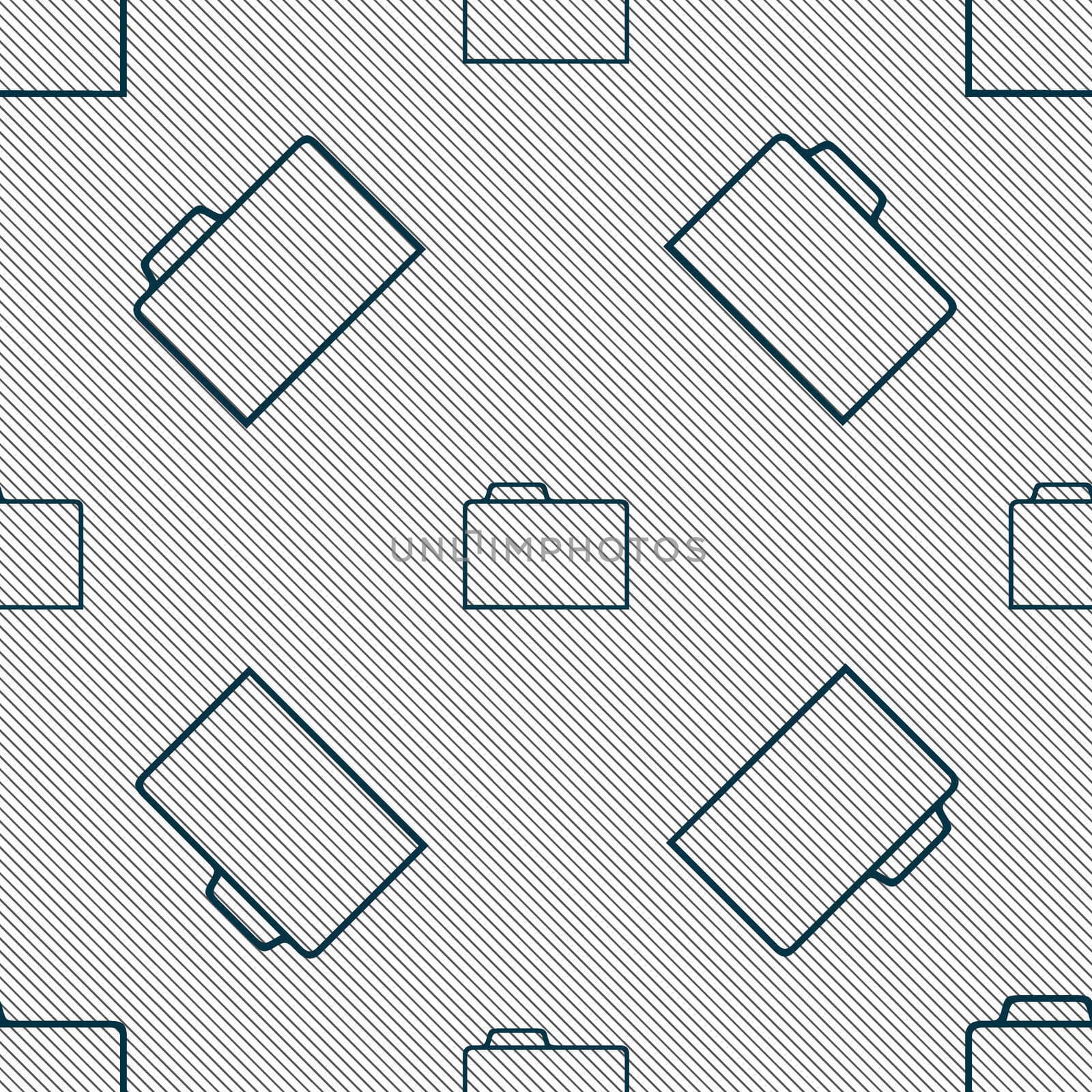 Document folder sign. Accounting binder symbol. Seamless pattern with geometric texture. illustration