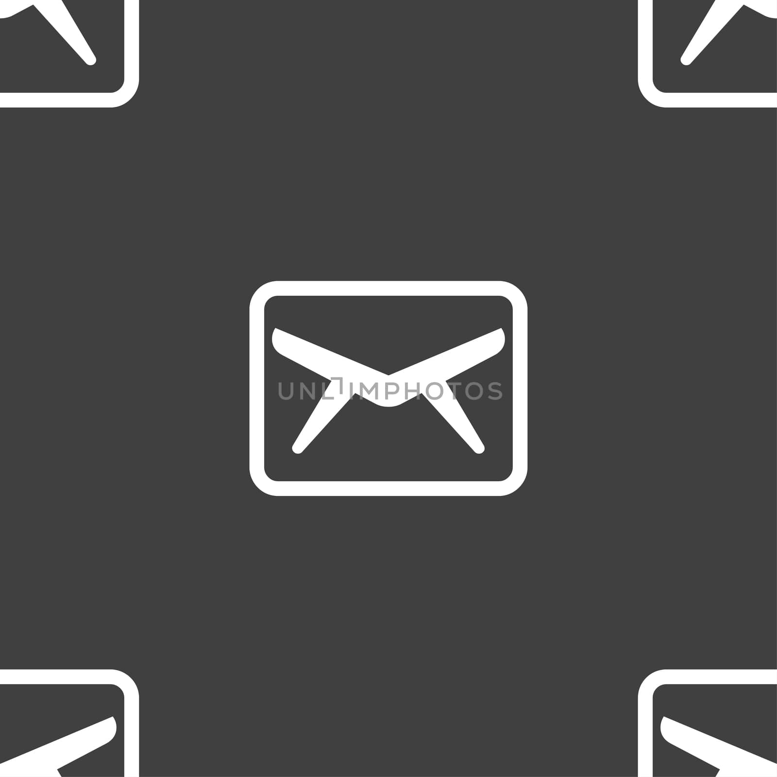 Mail, Envelope, Message icon sign. Seamless pattern on a gray background. illustration