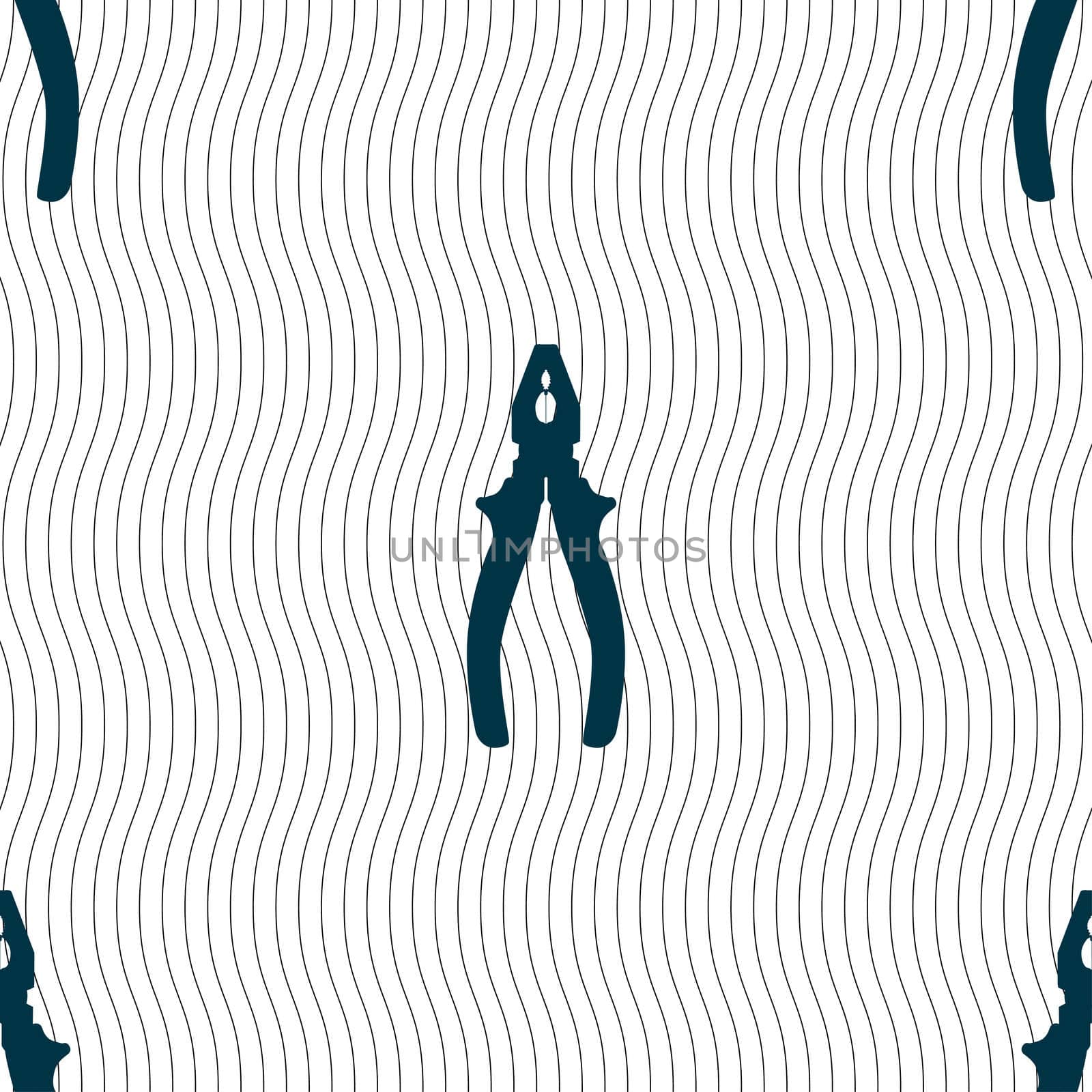 pliers icon sign. Seamless pattern with geometric texture. illustration