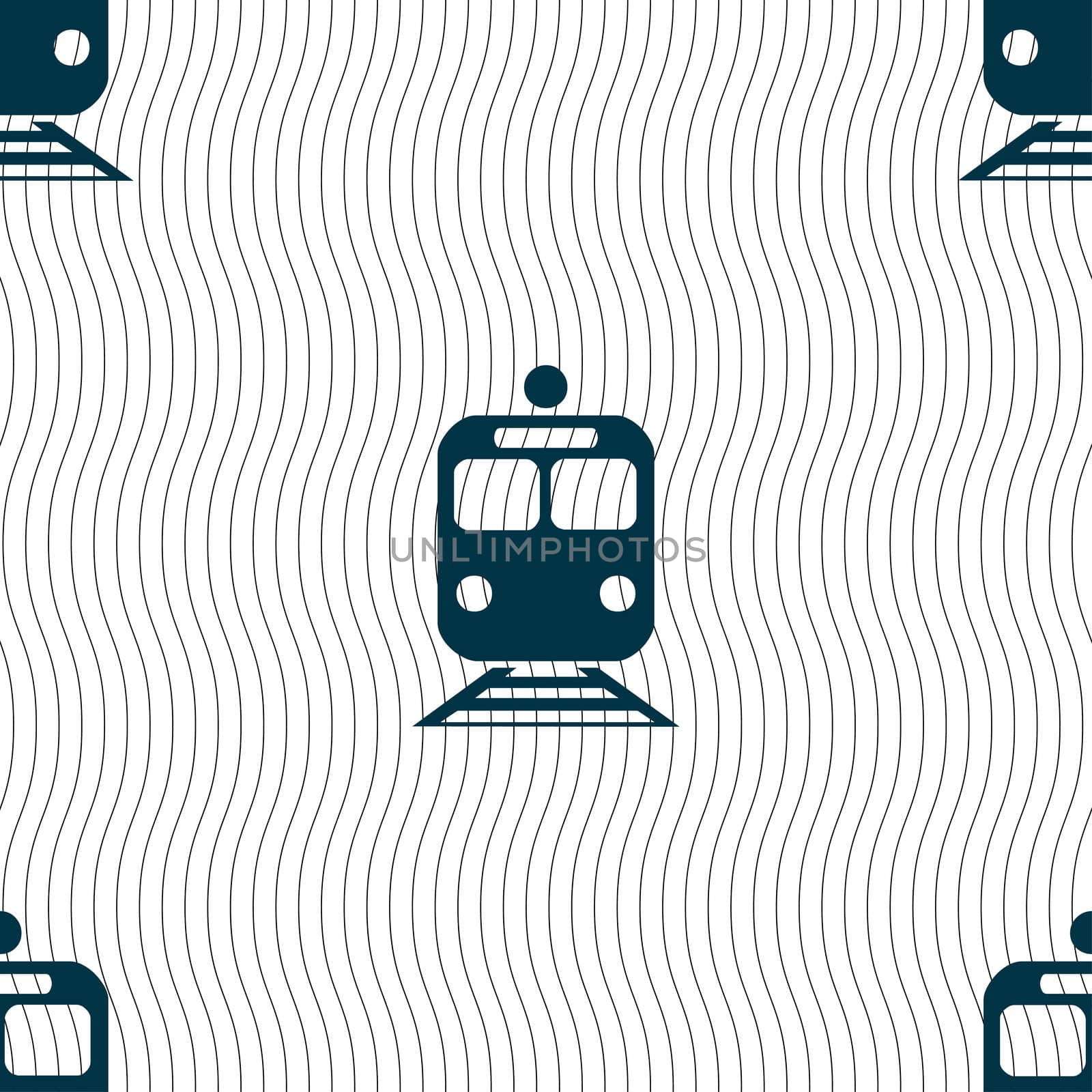 train icon sign. Seamless pattern with geometric texture.  by serhii_lohvyniuk