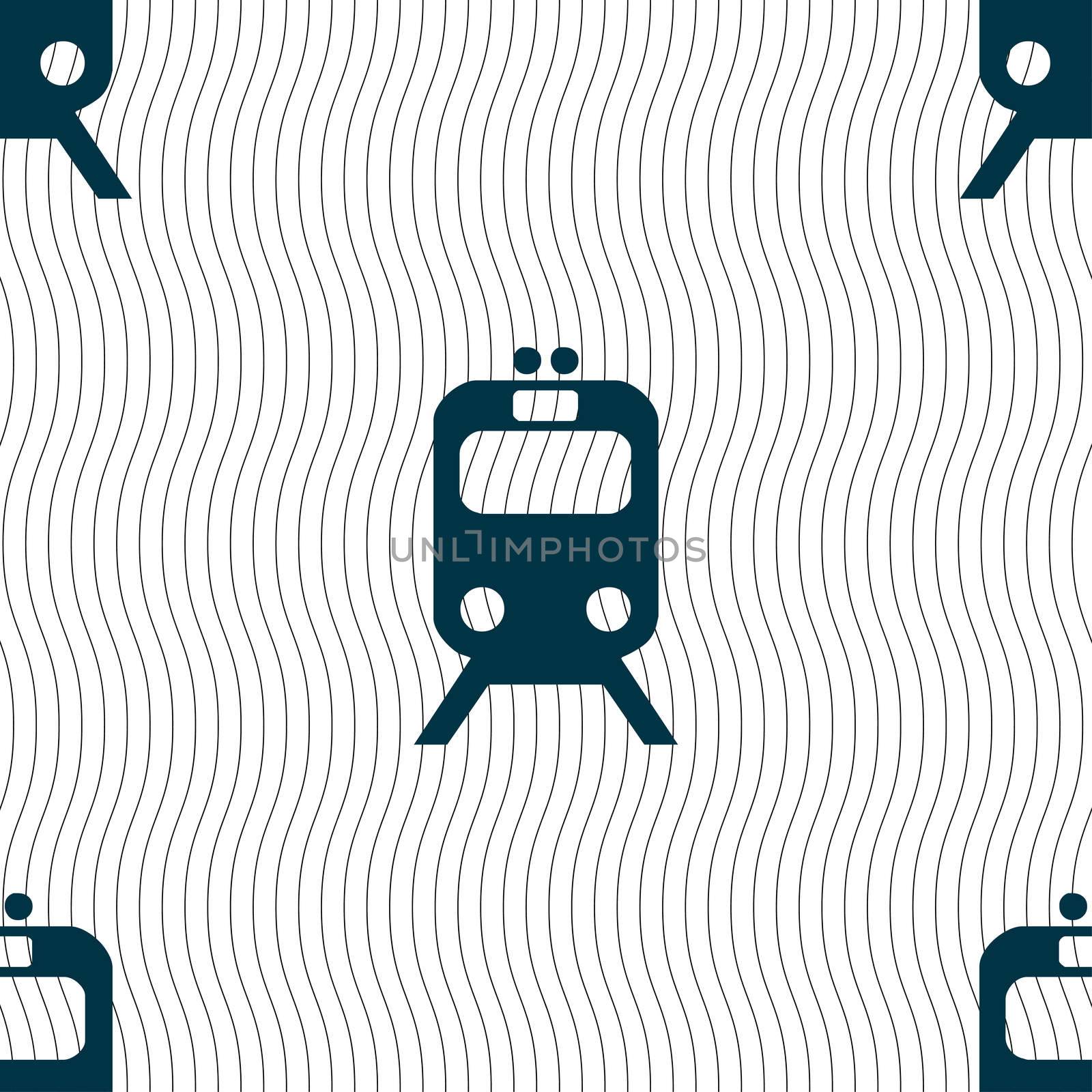 train icon sign. Seamless pattern with geometric texture. illustration