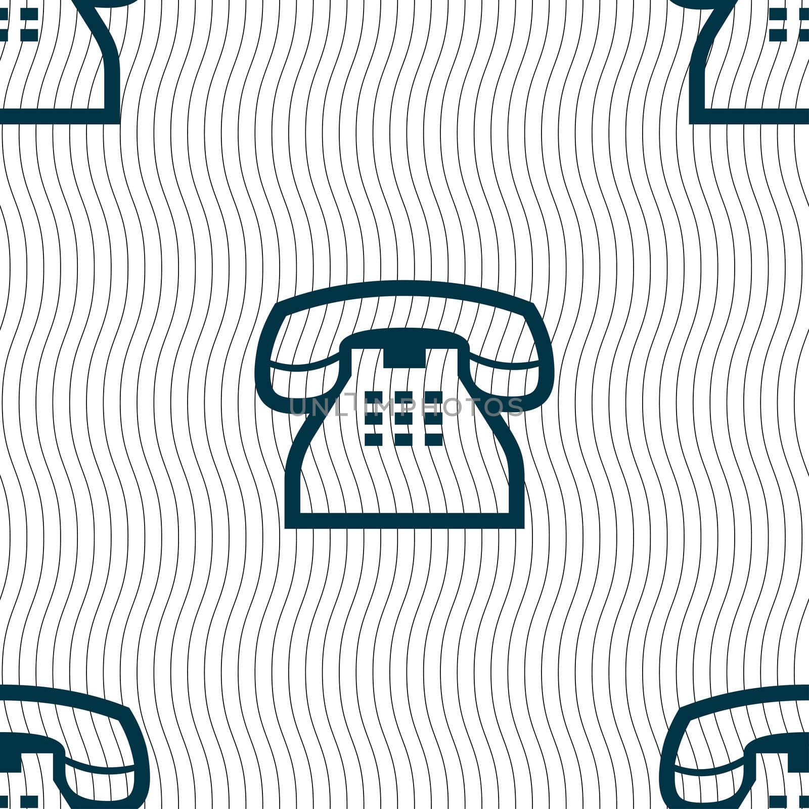 retro telephone handset icon sign. Seamless pattern with geometric texture.  by serhii_lohvyniuk