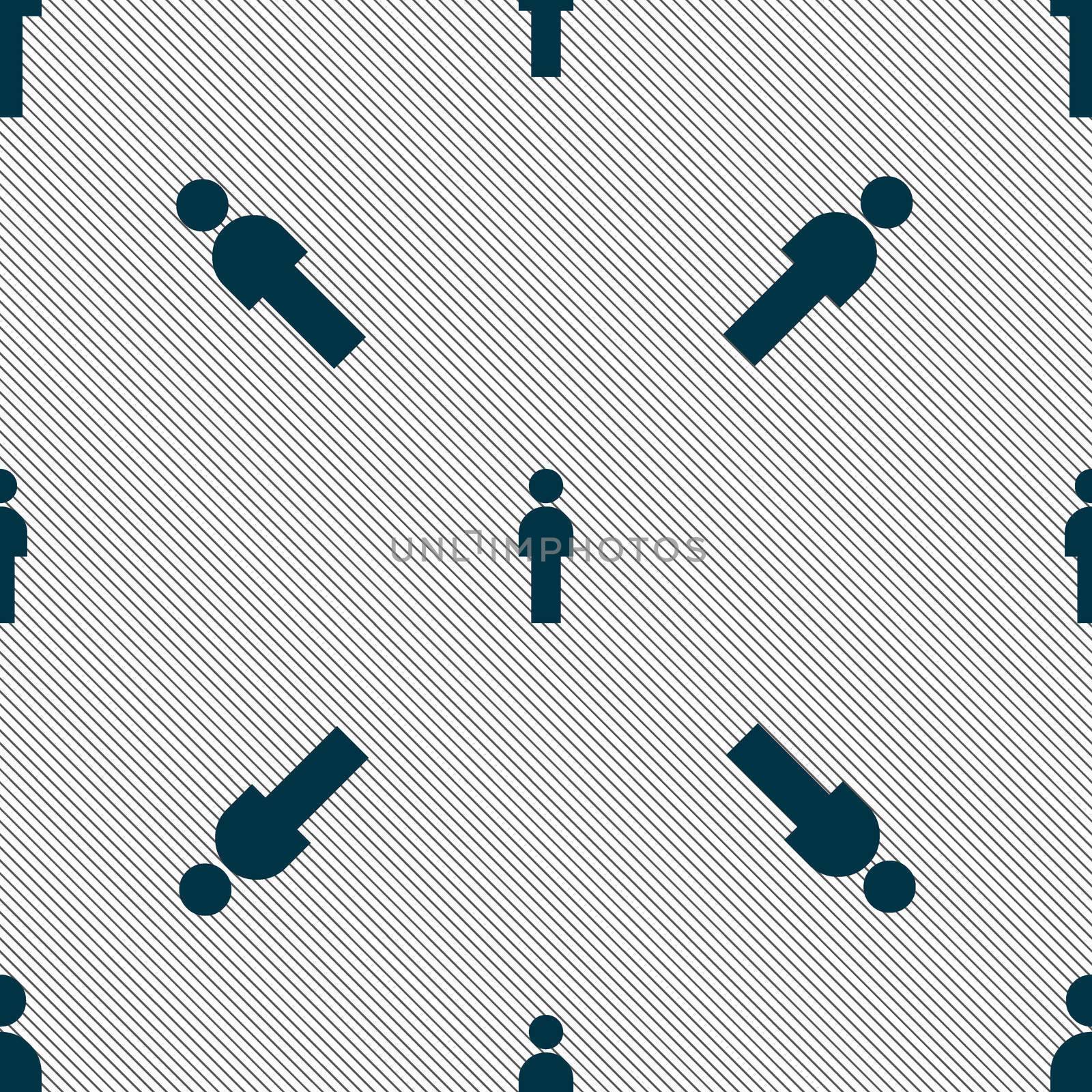 Human sign icon. Man Person symbol. Male toilet. Seamless pattern with geometric texture. illustration