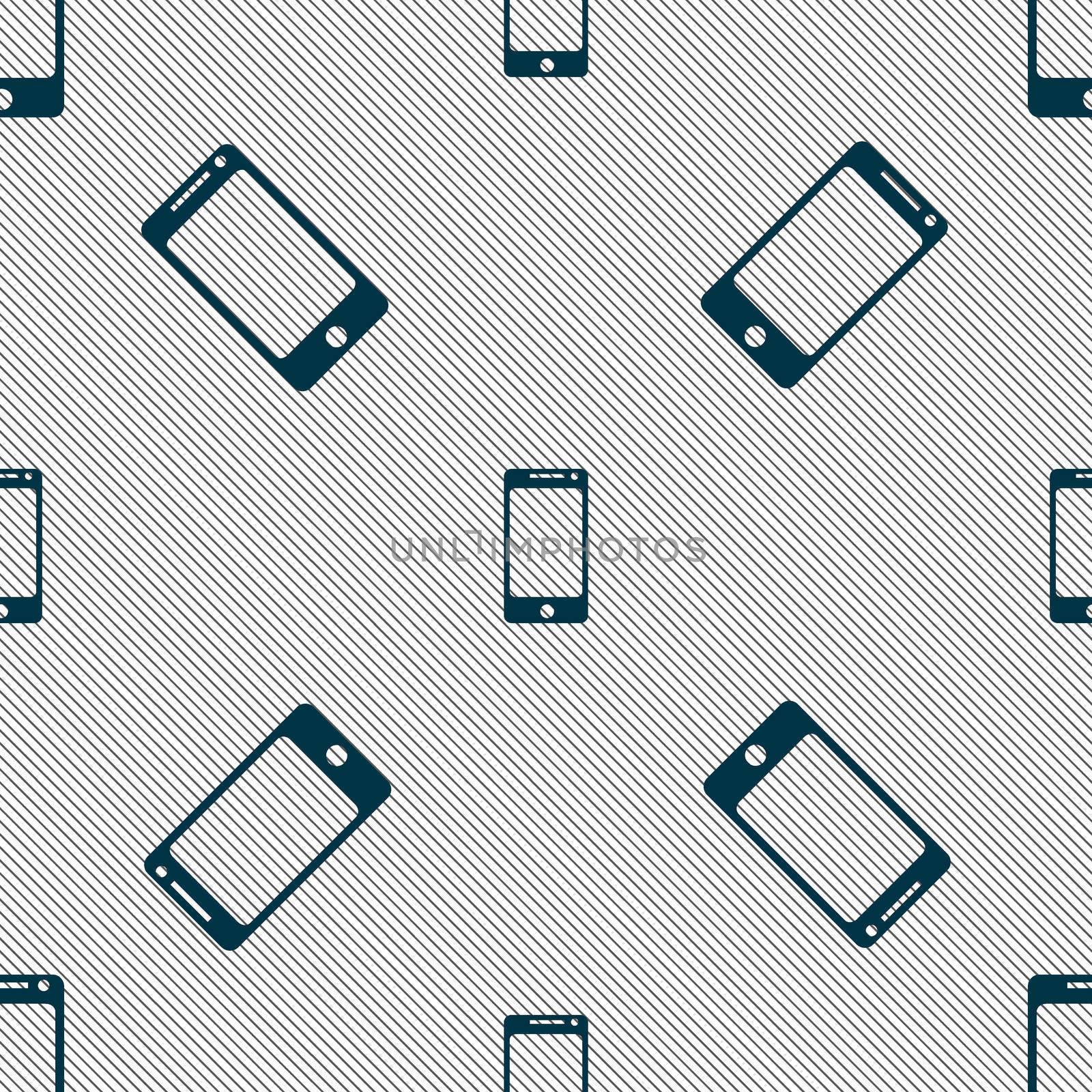 Smartphone sign icon. Support symbol. Call center. Seamless pattern with geometric texture. illustration