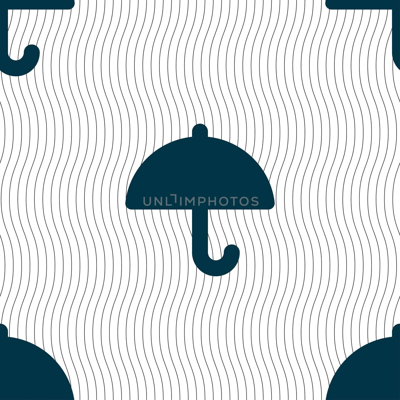 Umbrella icon sign. Seamless pattern with geometric texture. illustration