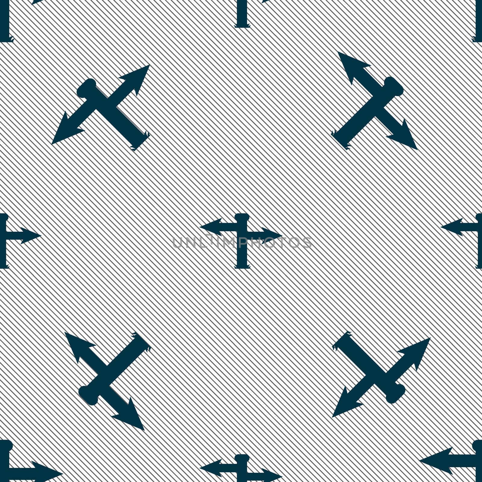 Blank Road Sign icon sign. Seamless pattern with geometric texture. illustration