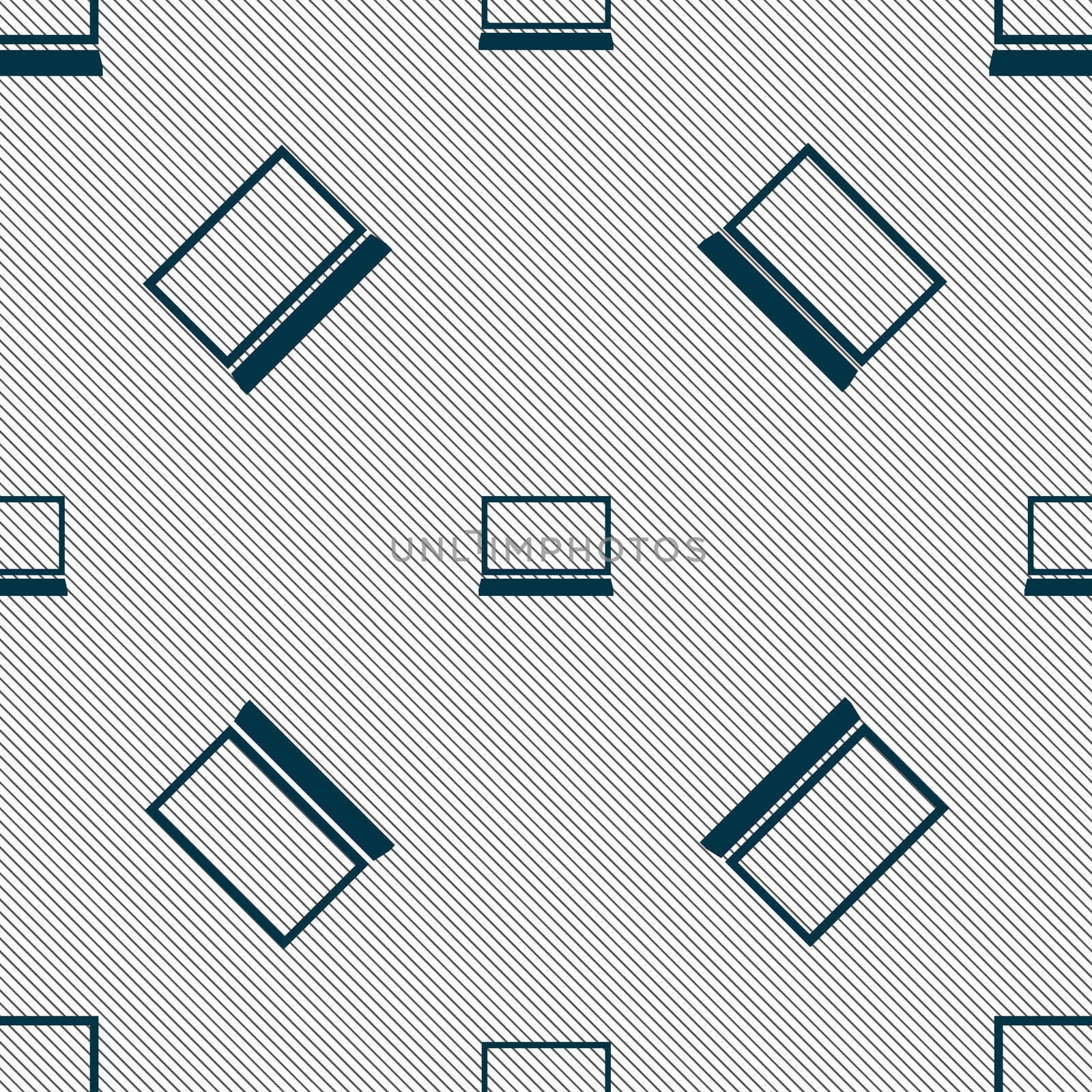 Laptop sign icon. Notebook pc symbol. Seamless pattern with geometric texture. illustration