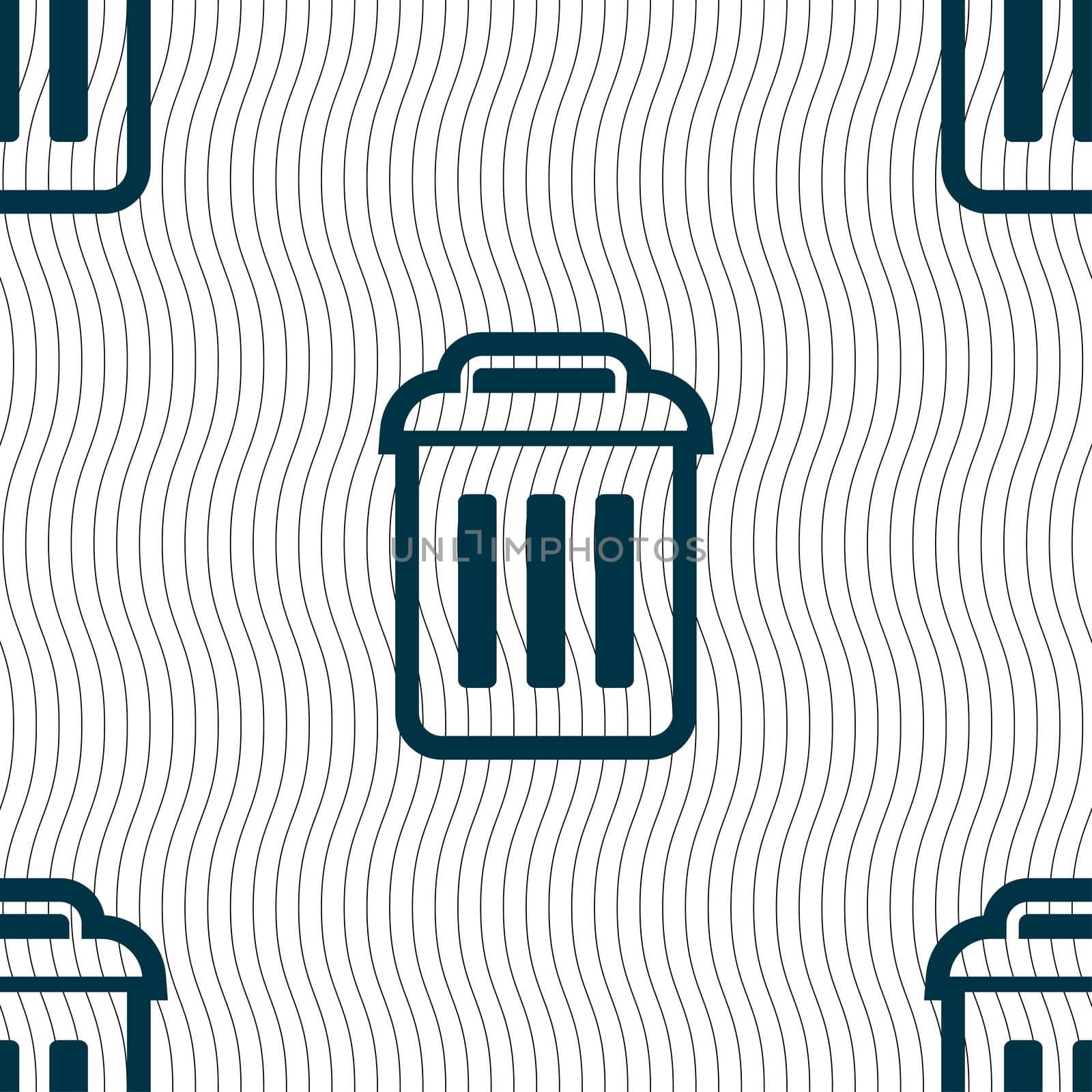 the trash icon sign. Seamless pattern with geometric texture. illustration