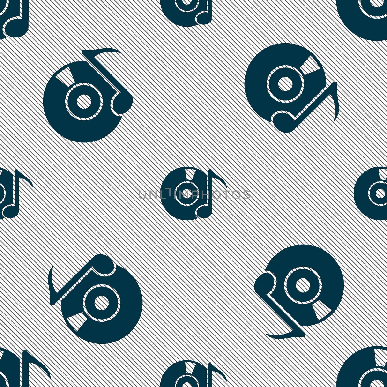 CD or DVD icon sign. Seamless pattern with geometric texture. illustration