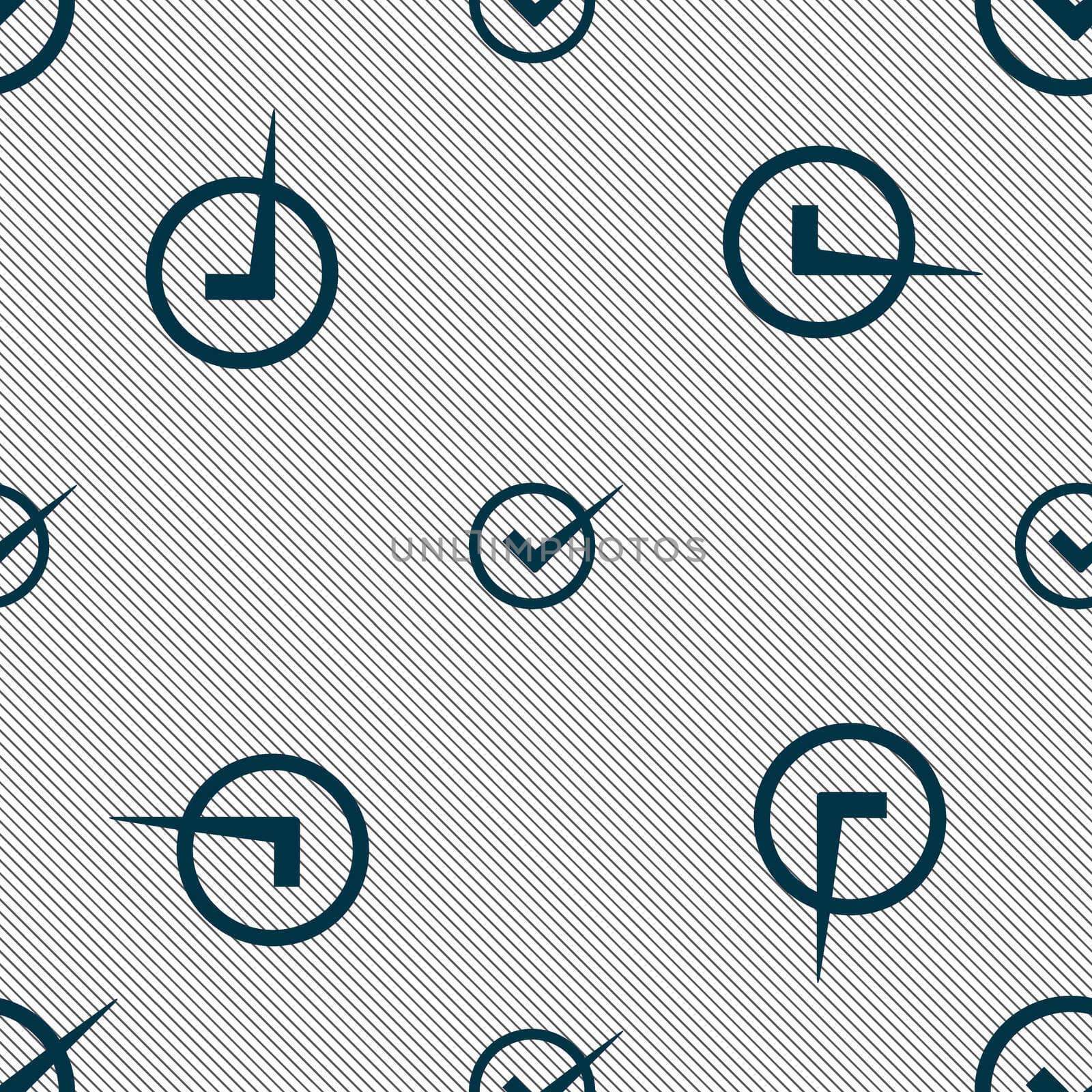 Check mark sign icon. Checkbox button. Seamless pattern with geometric texture. illustration