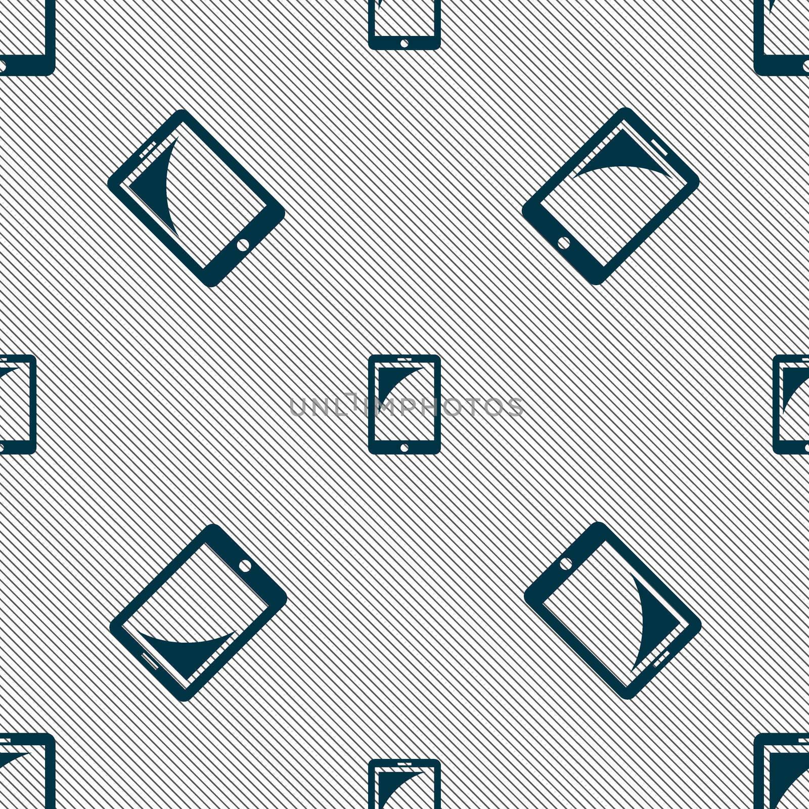 Tablet sign icon. smartphone button. Seamless pattern with geometric texture. illustration