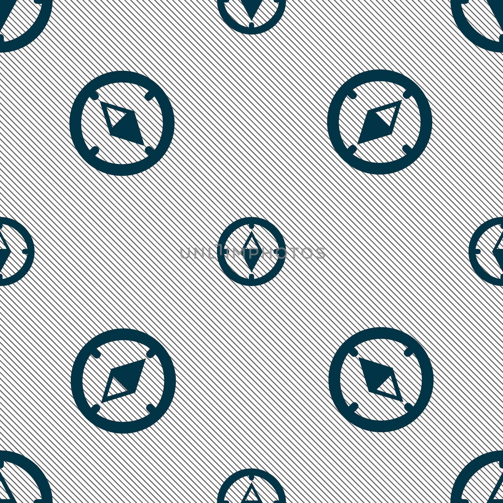 Compass sign icon. Windrose navigation symbol. Seamless pattern with geometric texture. illustration