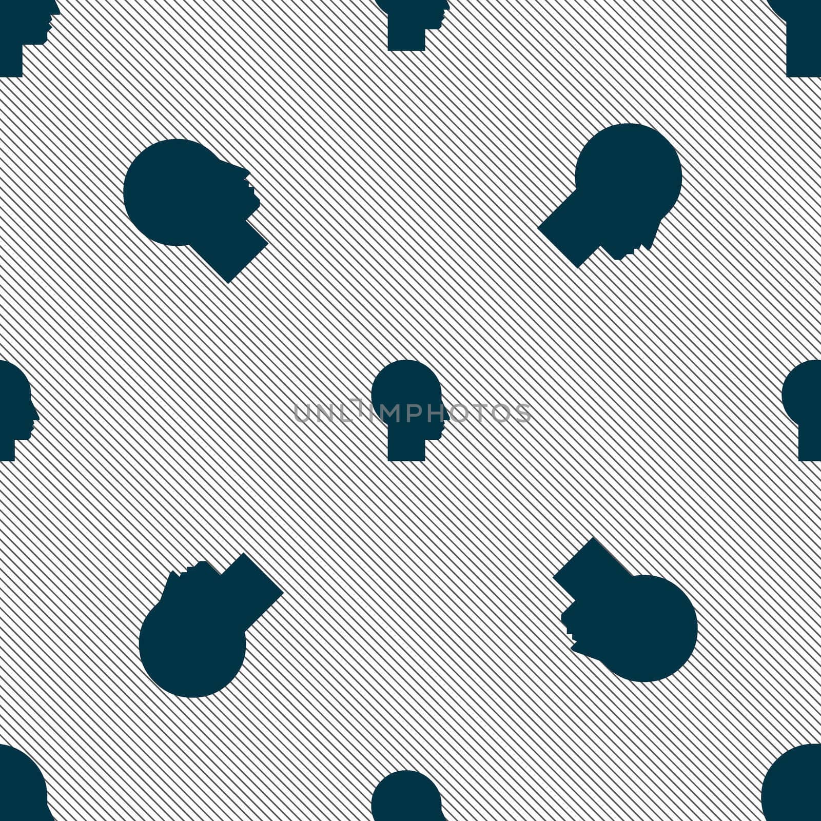 User sign icon. Person symbol. Set colourful buttons. Seamless pattern with geometric texture. illustration