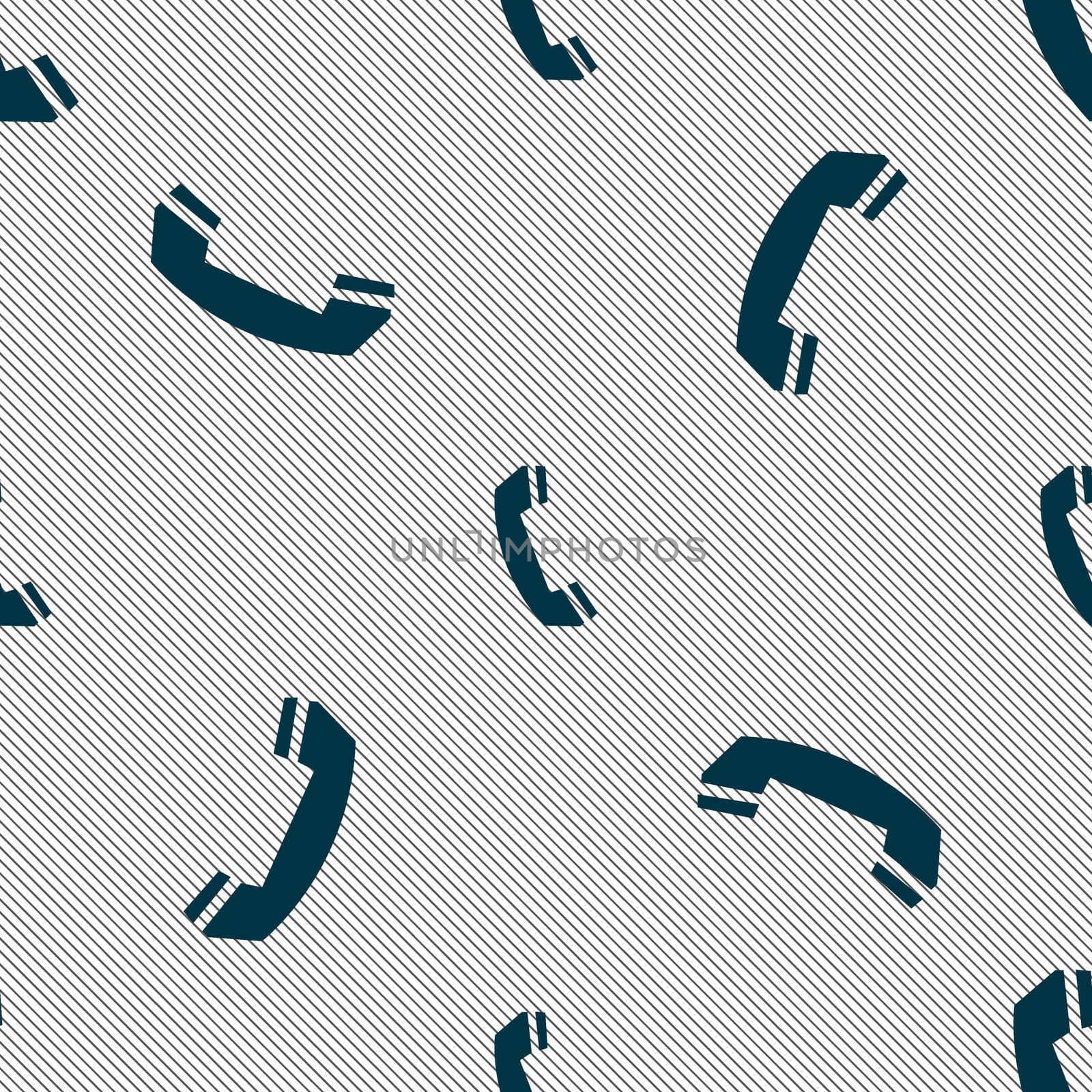 Phone sign icon. Support symbol. Call center. Seamless pattern with geometric texture. illustration