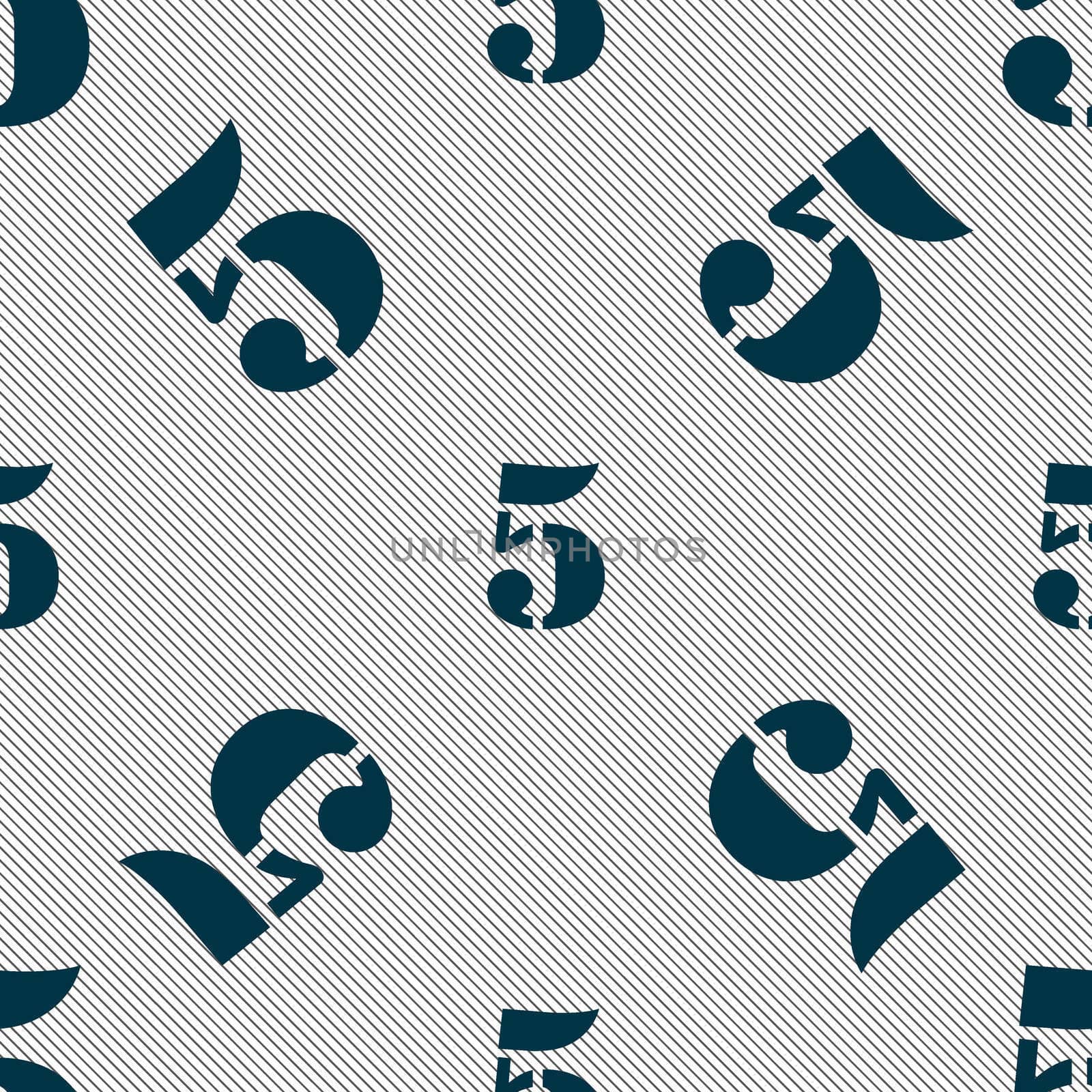 number five icon sign. Seamless pattern with geometric texture. illustration