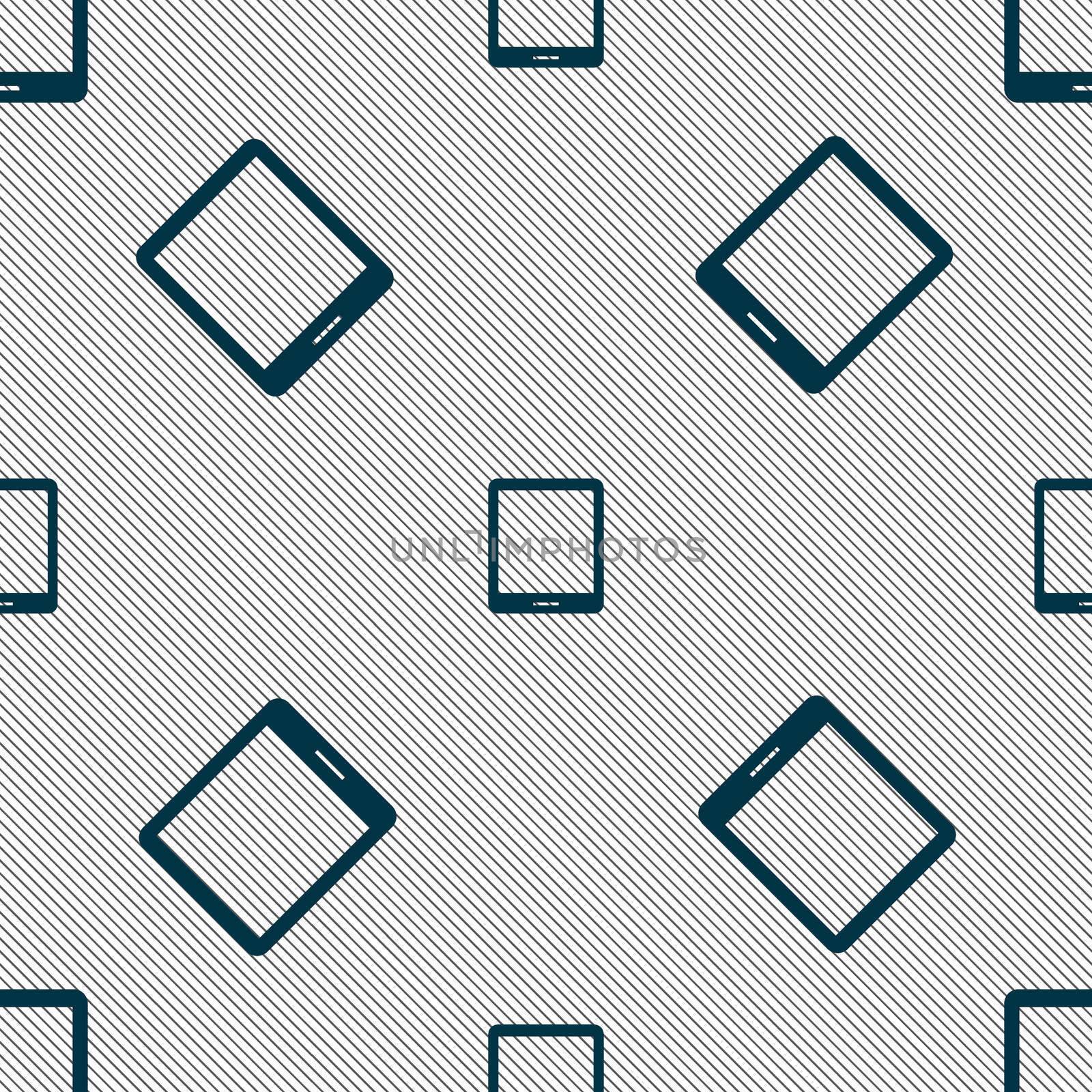 Tablet sign icon. smartphone button. Seamless pattern with geometric texture. illustration