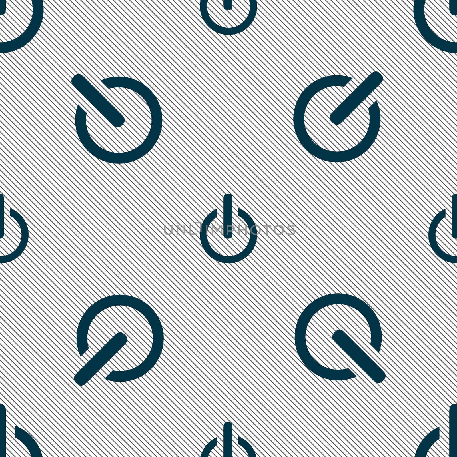 Power sign icon. Switch on symbol. Seamless pattern with geometric texture. illustration