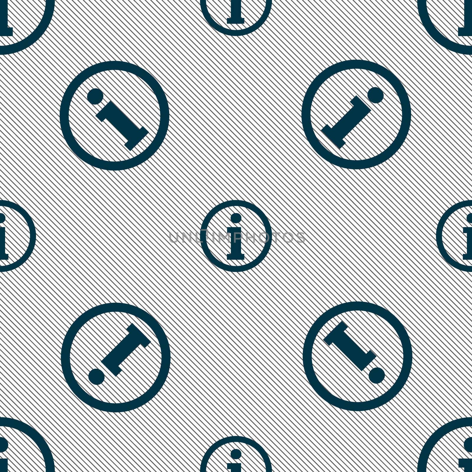 Information sign icon. Info speech bubble symbol. Seamless pattern with geometric texture. illustration