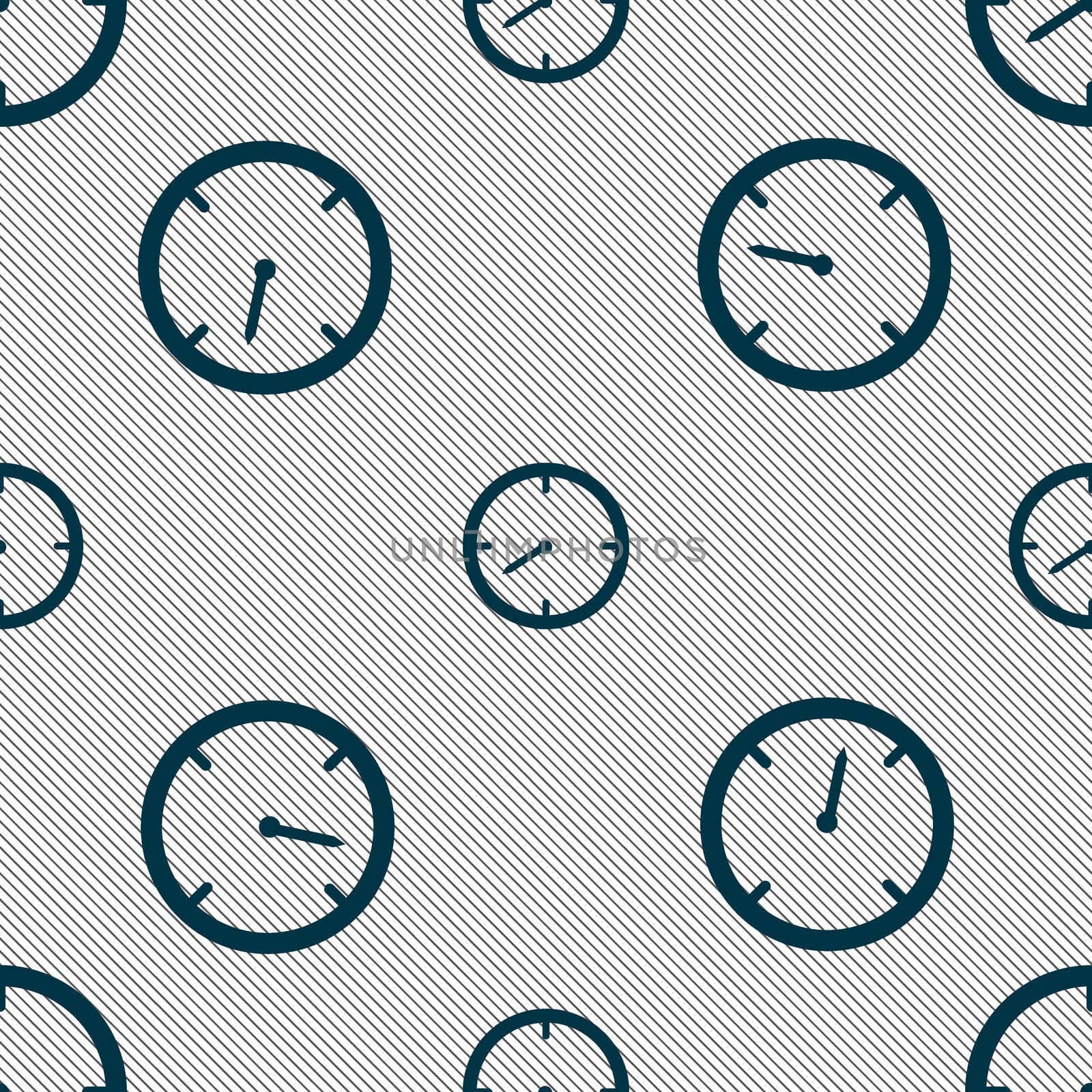 Timer sign icon. Stopwatch symbol.. Seamless pattern with geometric texture. illustration