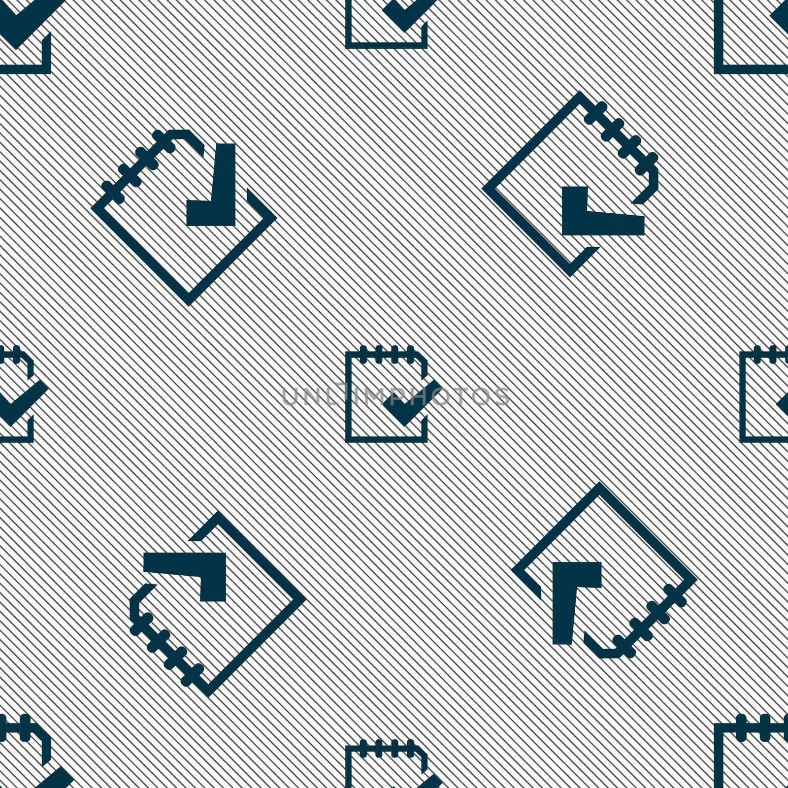 Edit document sign icon. Seamless pattern with geometric texture. illustration