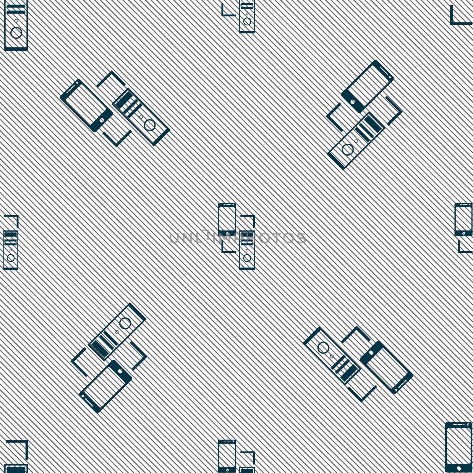 Synchronization sign icon. communicators sync symbol. Data exchange. Seamless pattern with geometric texture. illustration