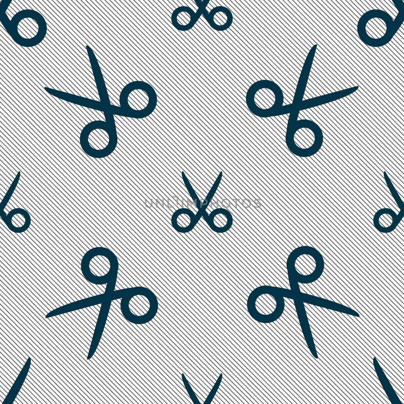 Scissors hairdresser sign icon. Tailor symbol. Seamless pattern with geometric texture. illustration