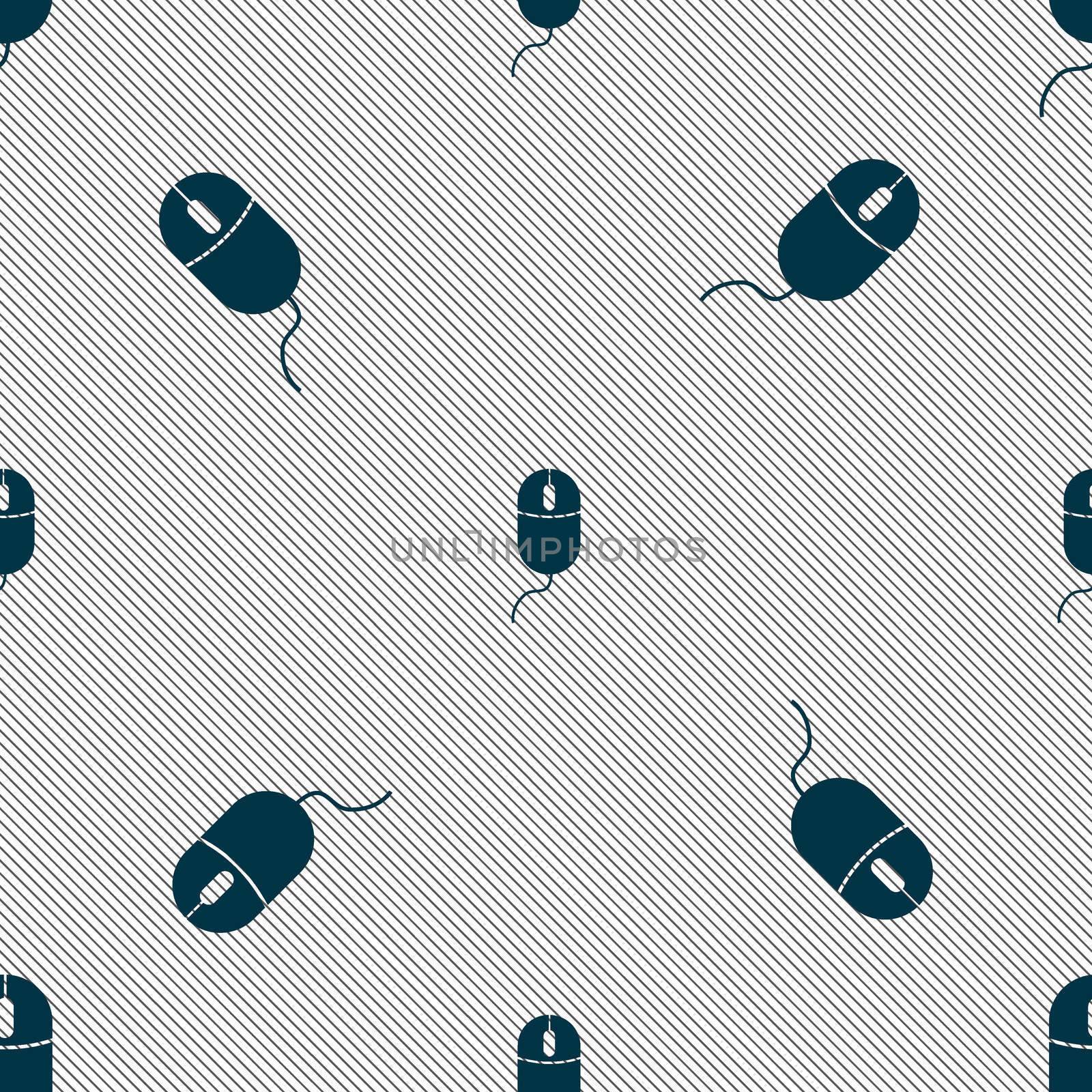 Computer mouse sign icon. Optical with wheel symbol. Seamless pattern with geometric texture. illustration