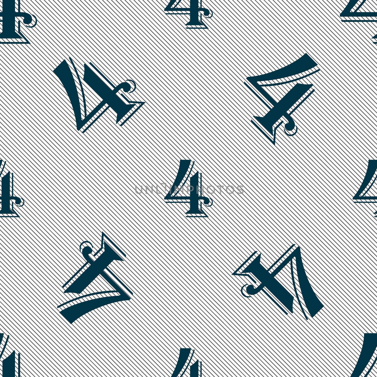 number four icon sign. Seamless pattern with geometric texture. illustration