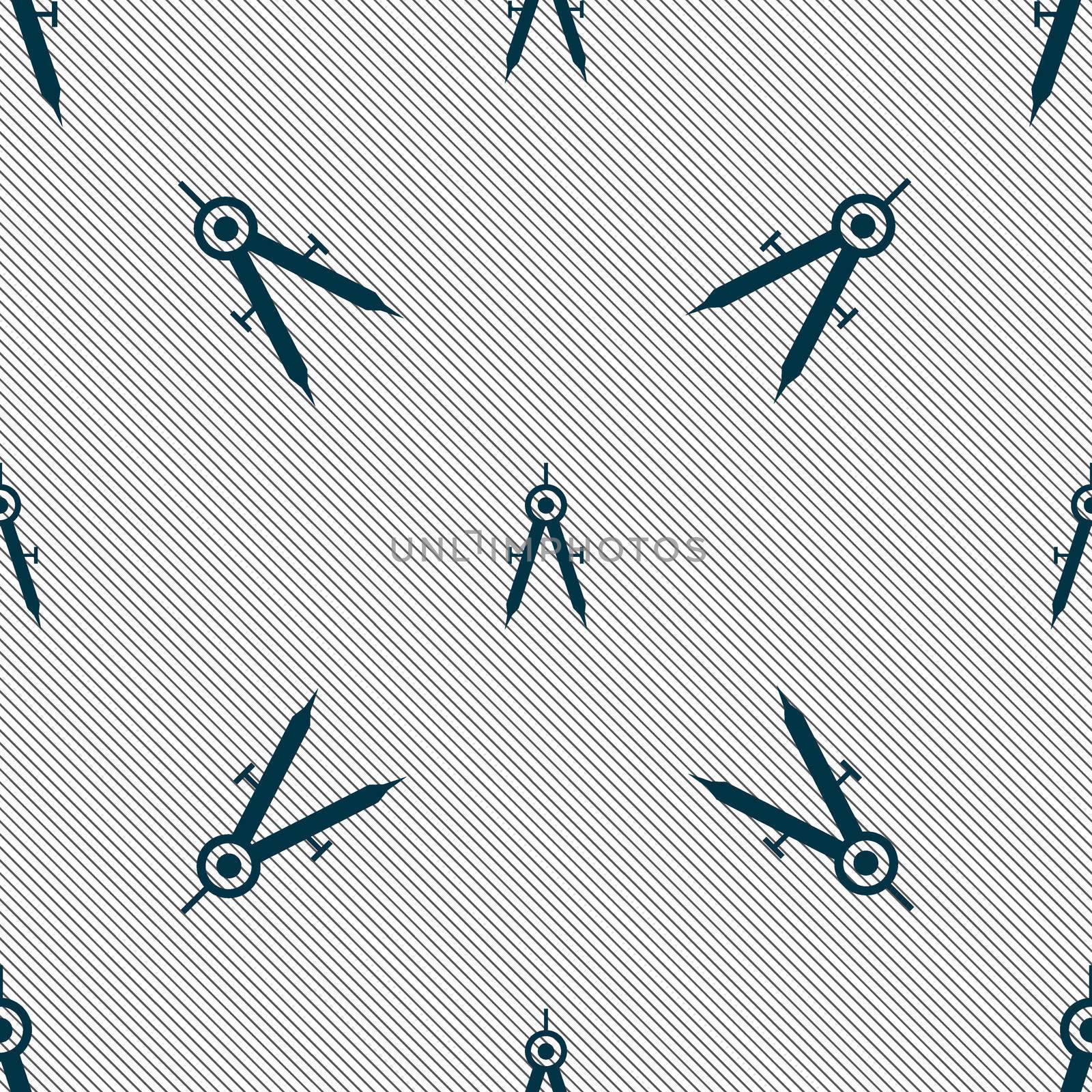 Mathematical Compass sign icon. Seamless pattern with geometric texture.  by serhii_lohvyniuk
