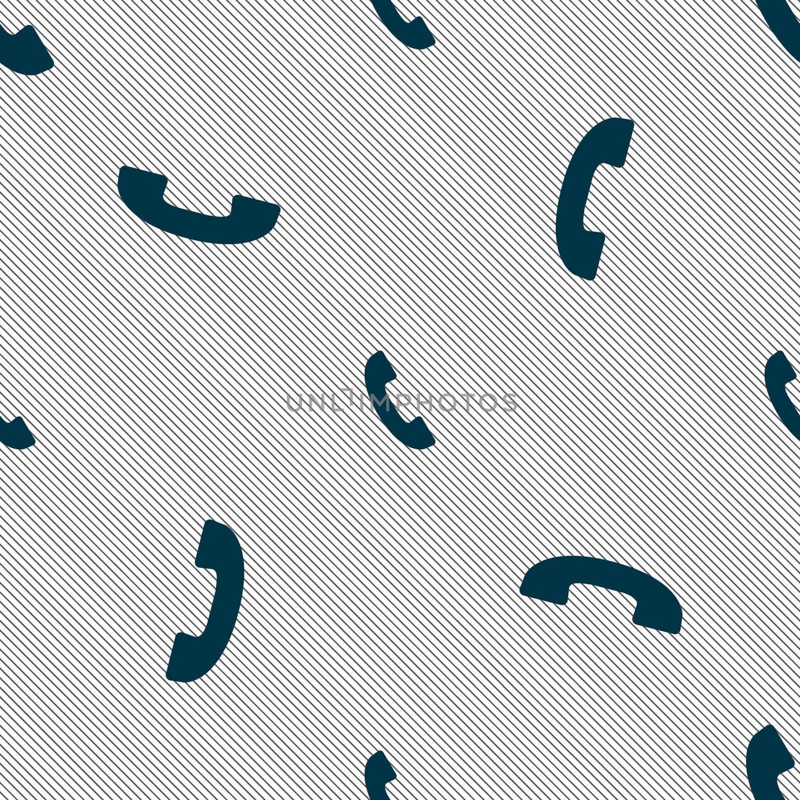 Phone sign icon. Support symbol. Call center. Seamless pattern with geometric texture. illustration