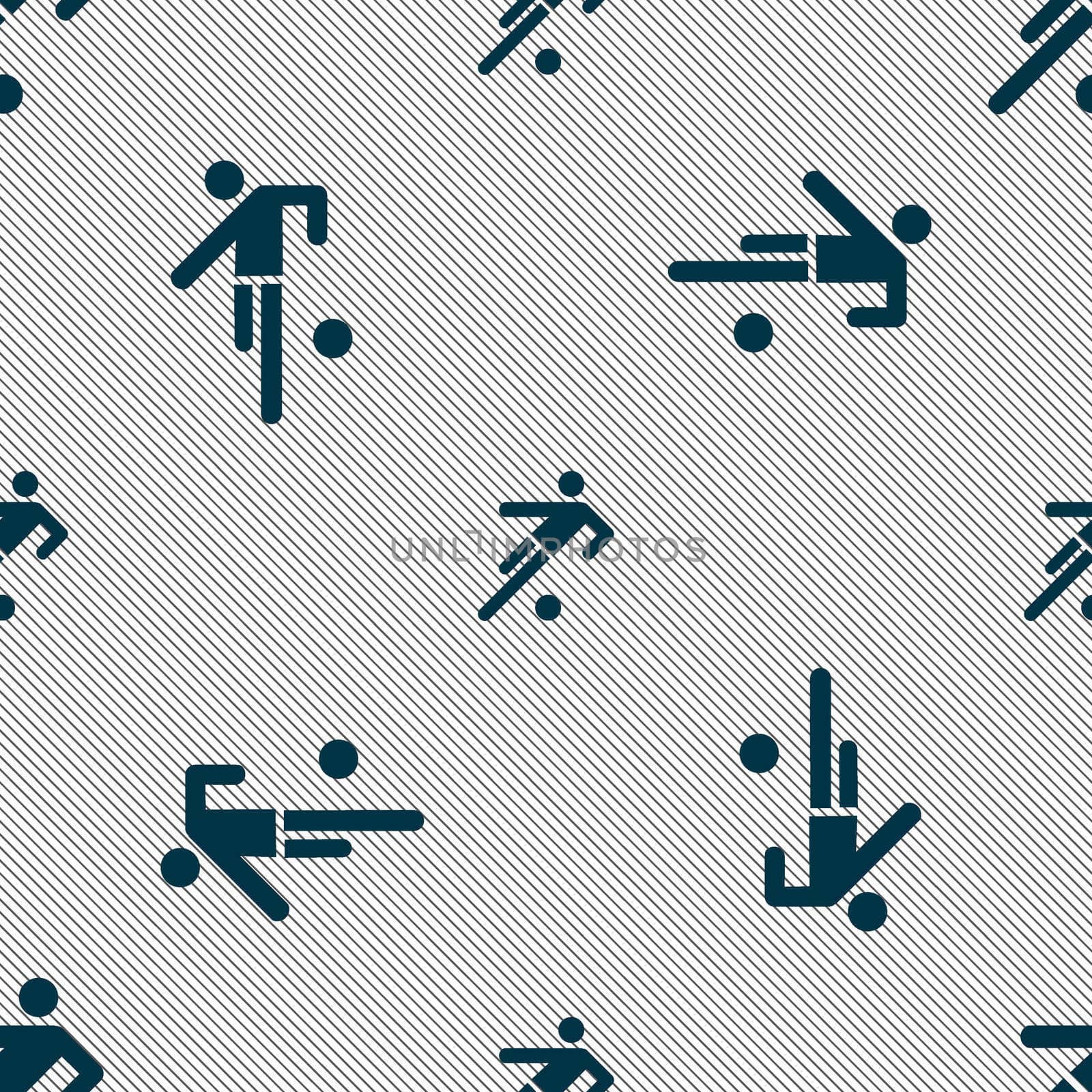 football player icon. Seamless pattern with geometric texture. illustration