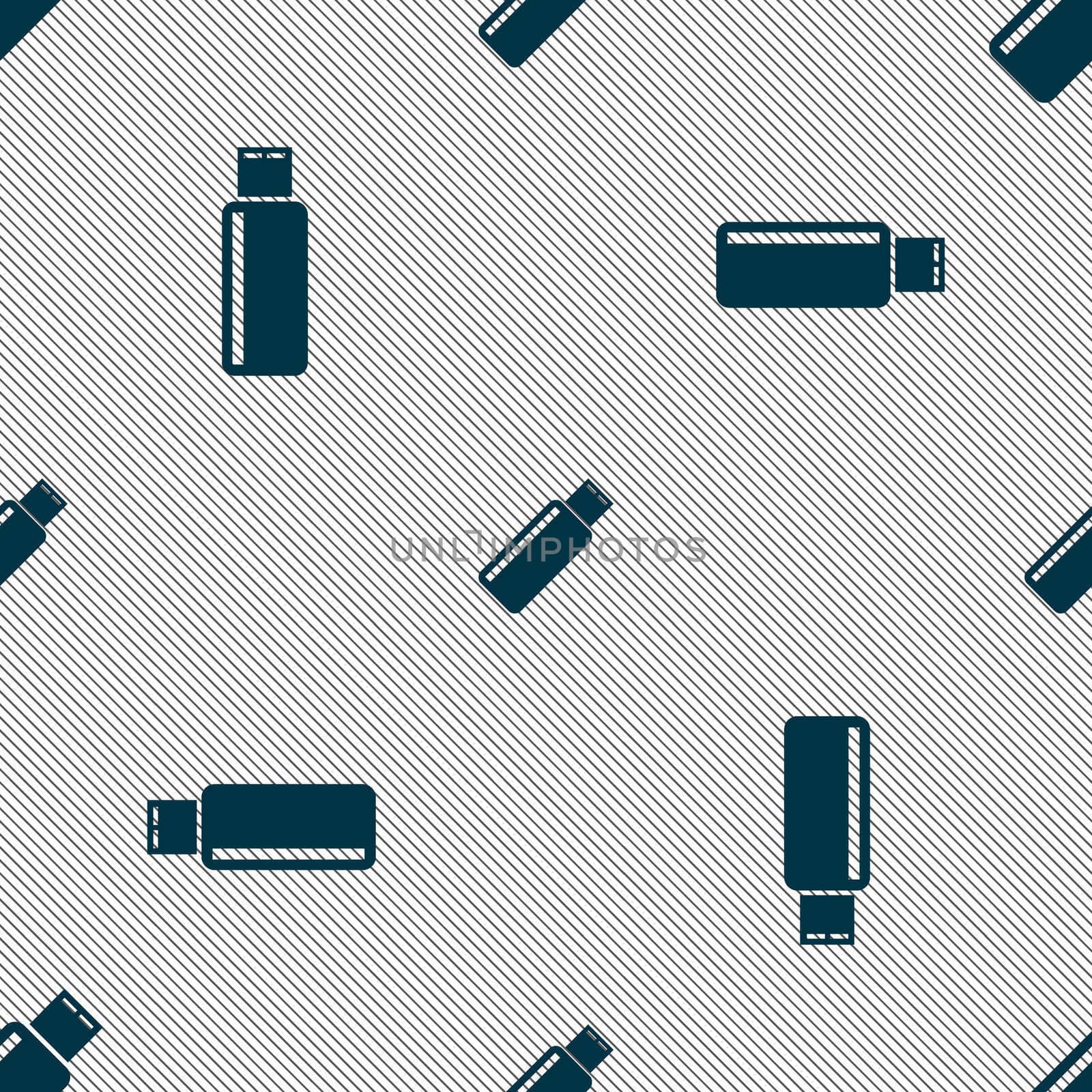 Usb sign icon. flash drive stick symbol. Seamless pattern with geometric texture.  by serhii_lohvyniuk