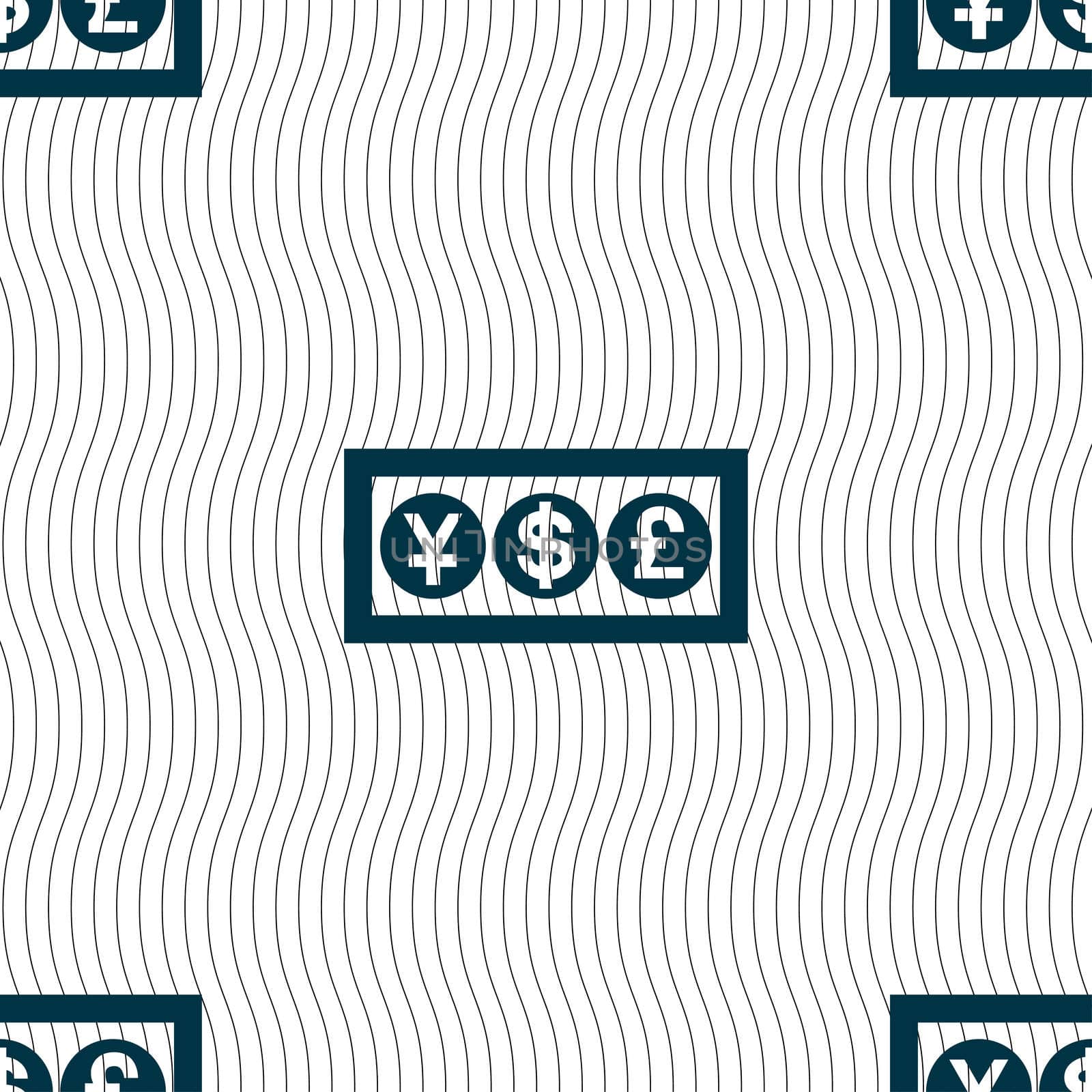 Cash currency icon sign. Seamless pattern with geometric texture. illustration