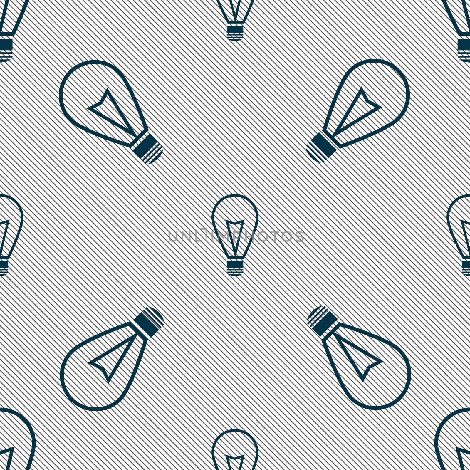 Light lamp sign icon. Idea symbol. Lightis on. Seamless pattern with geometric texture.  by serhii_lohvyniuk