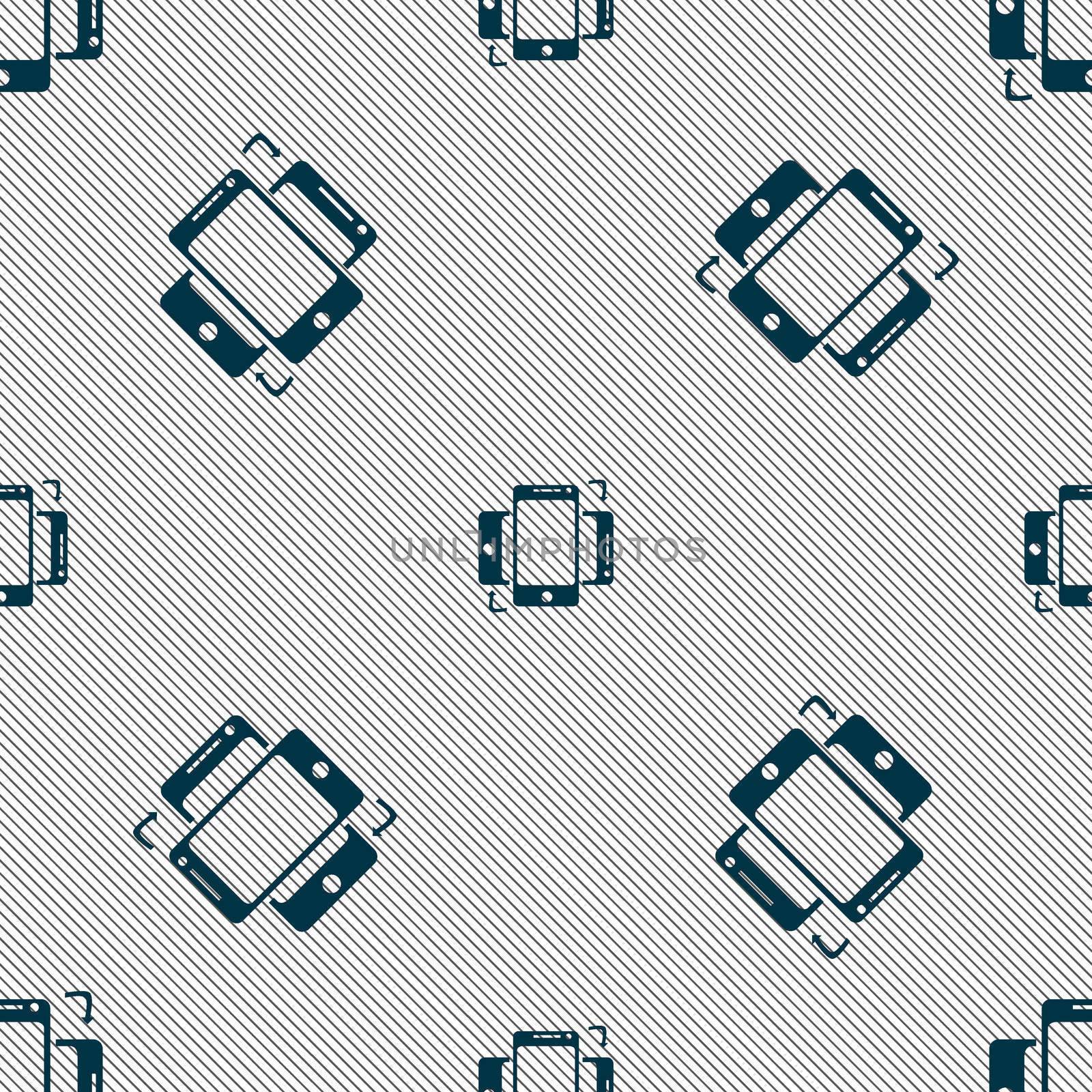 Synchronization sign icon. smartphones sync symbol. Data exchange. Seamless pattern with geometric texture. illustration