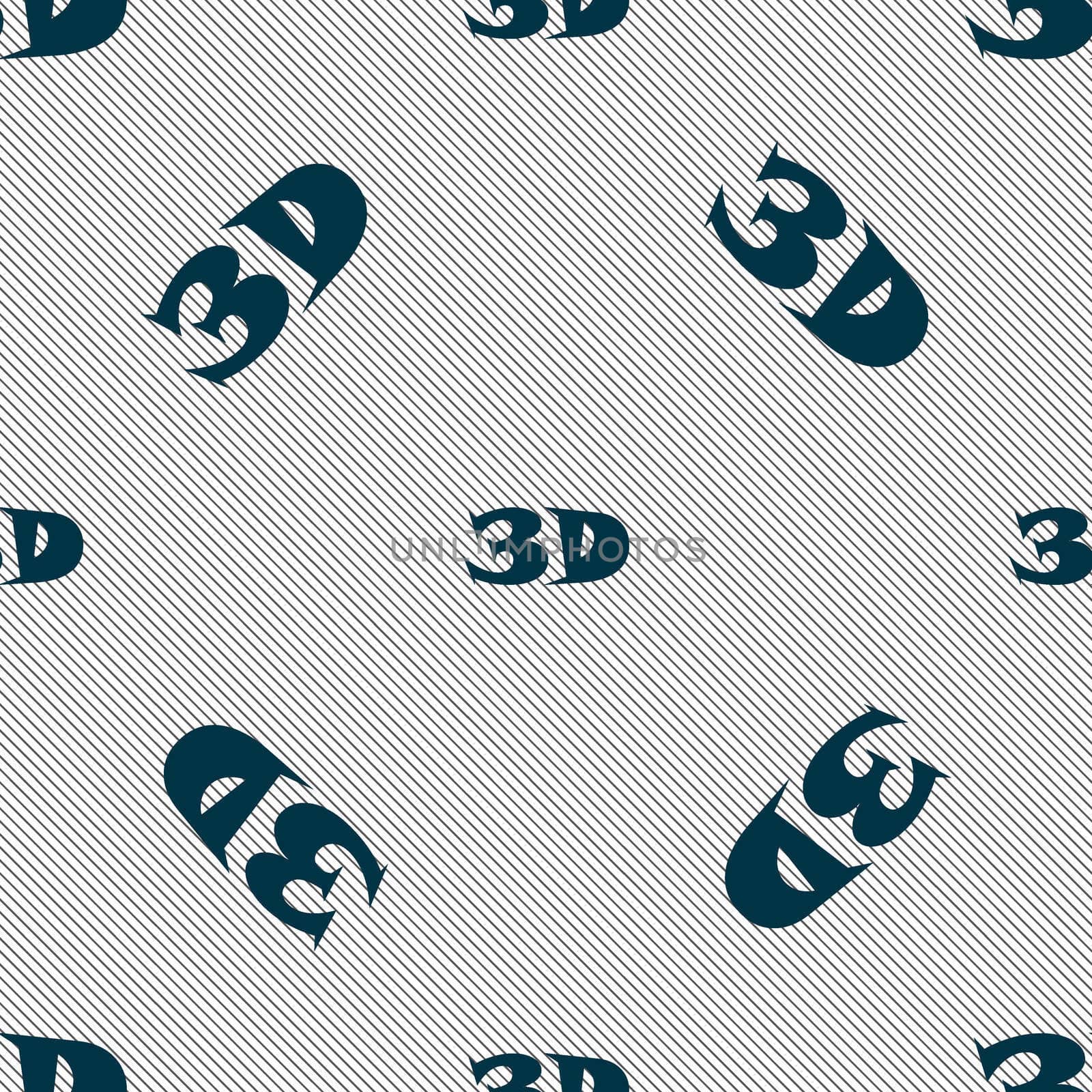 3D sign icon. 3D-New technology symbol. Seamless pattern with geometric texture.  by serhii_lohvyniuk