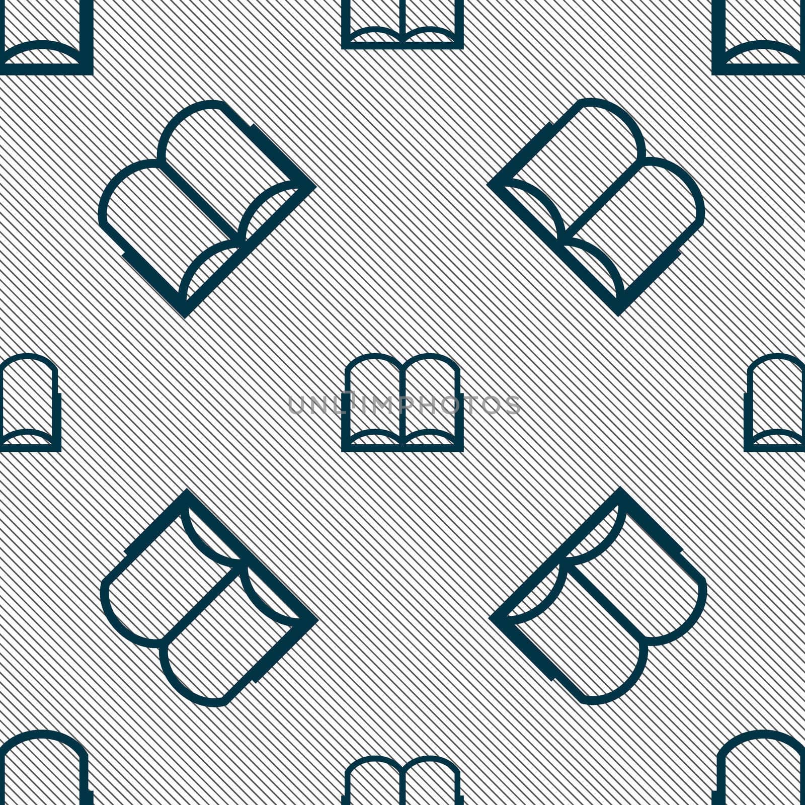 Book sign icon. Open book symbol. Seamless pattern with geometric texture.  by serhii_lohvyniuk