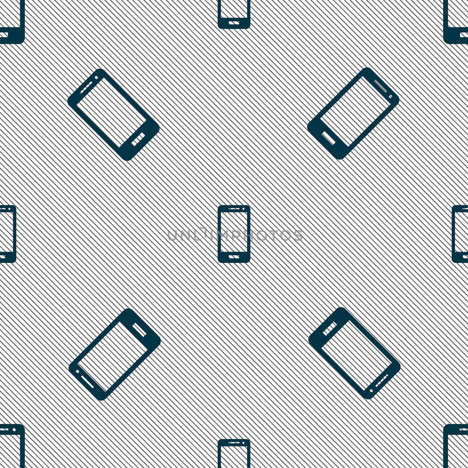 Smartphone sign icon. Support symbol. Call center. Seamless pattern with geometric texture.  by serhii_lohvyniuk