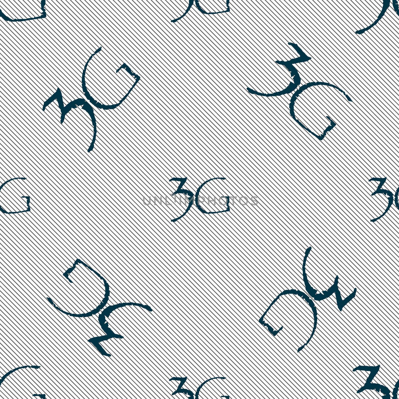 3G sign icon. Mobile telecommunications technology symbol. Seamless pattern with geometric texture.  by serhii_lohvyniuk