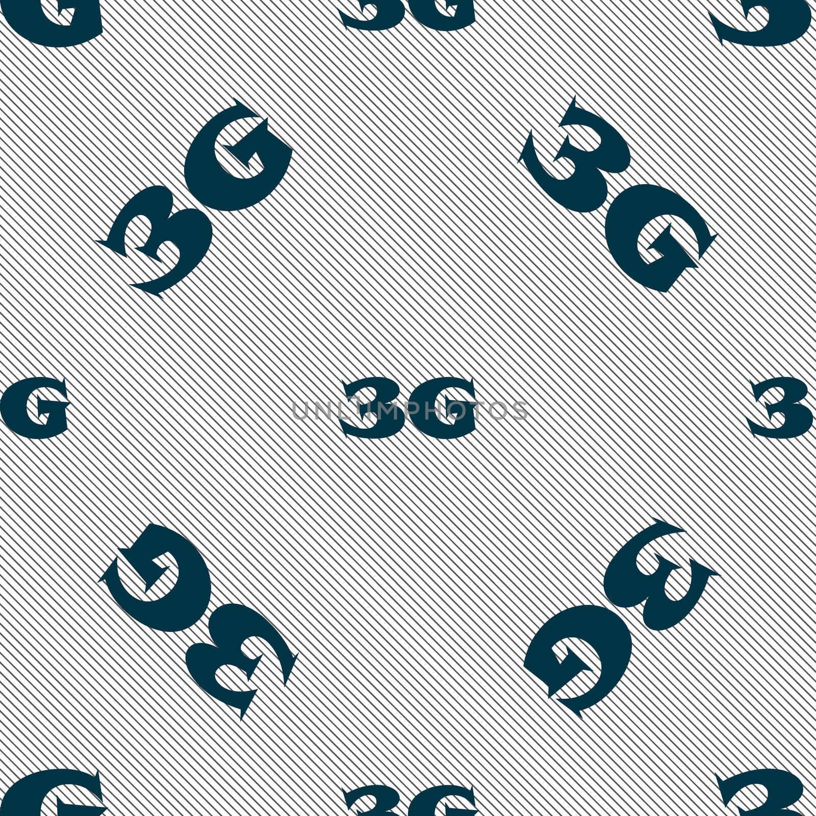 3G sign icon. Mobile telecommunications technology symbol. Seamless pattern with geometric texture. illustration