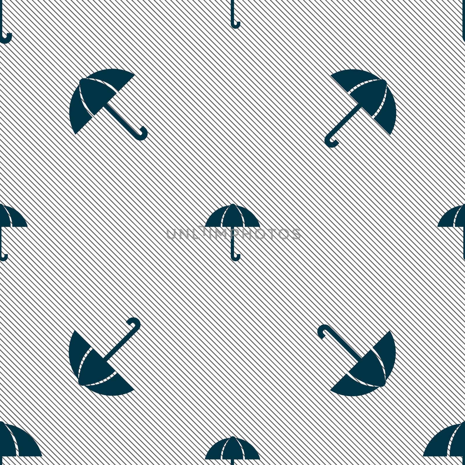 Umbrella sign icon. Rain protection symbol. Seamless pattern with geometric texture.  by serhii_lohvyniuk