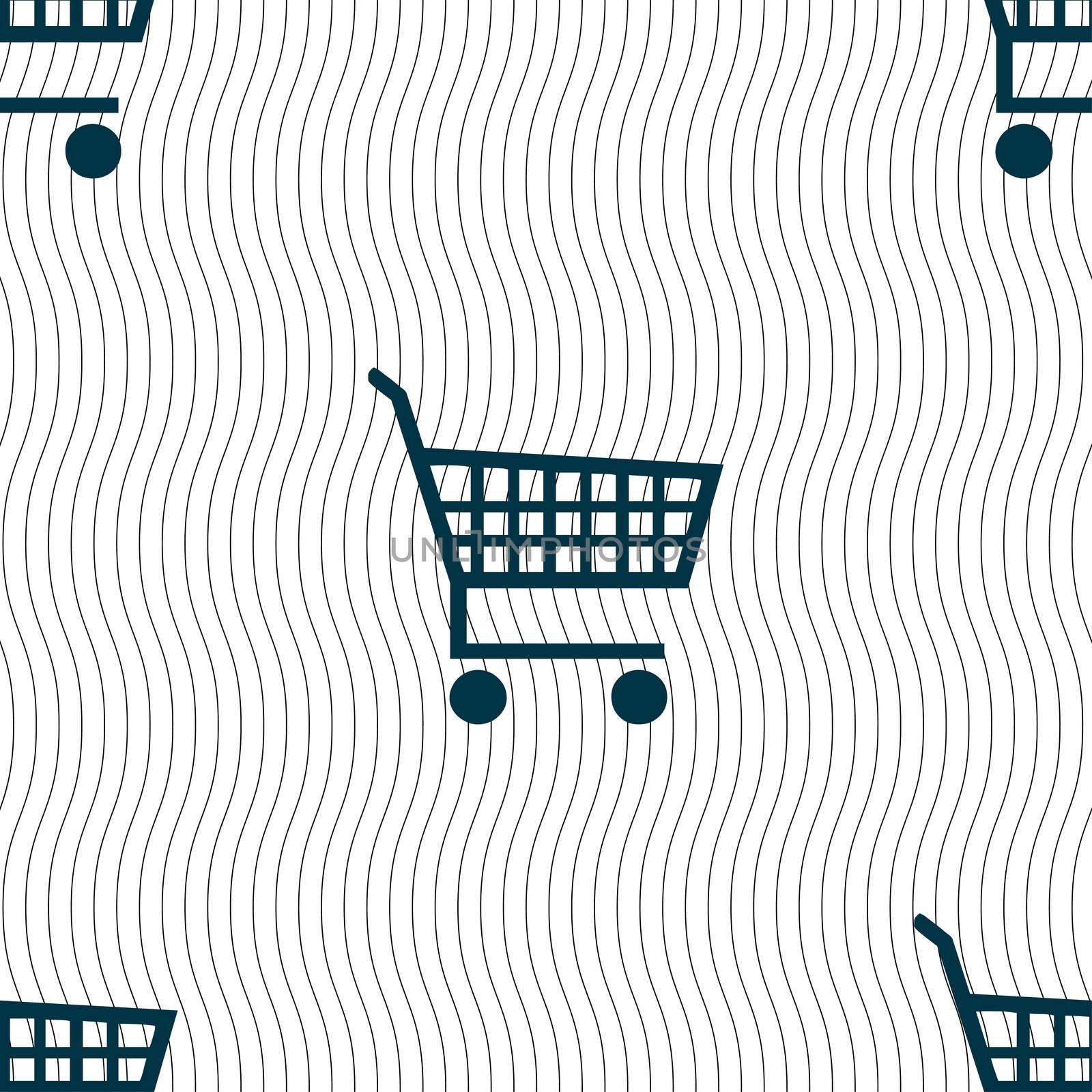 shopping cart icon sign. Seamless pattern with geometric texture.  by serhii_lohvyniuk