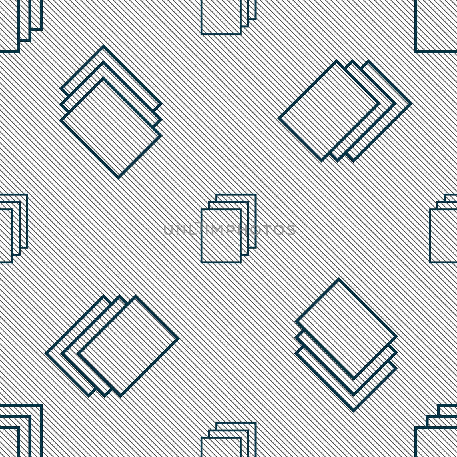 Copy file sign icon. Duplicate document symbol. Seamless pattern with geometric texture.  by serhii_lohvyniuk