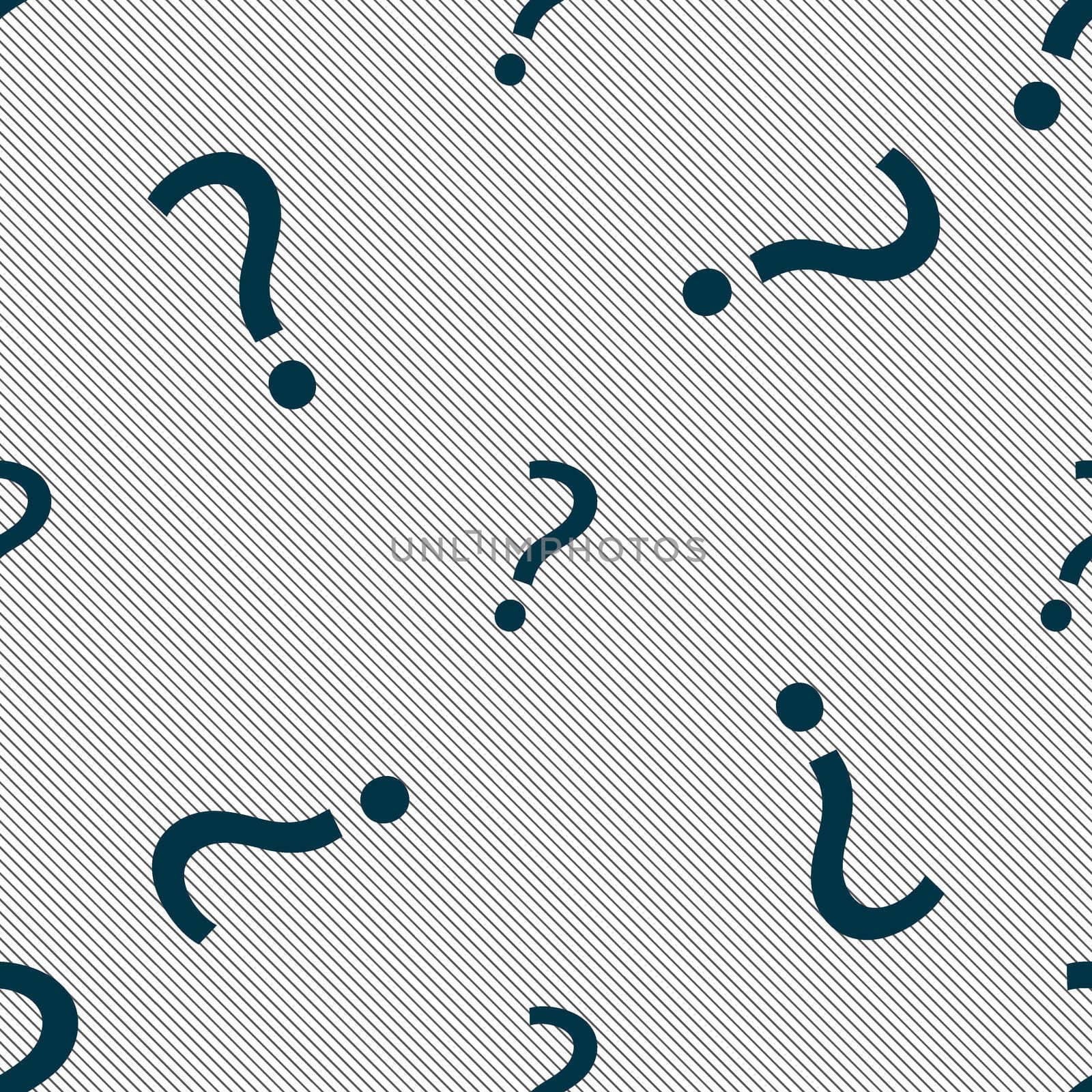 Question mark sign icon. Help symbol. FAQ sign. Seamless pattern with geometric texture. illustration