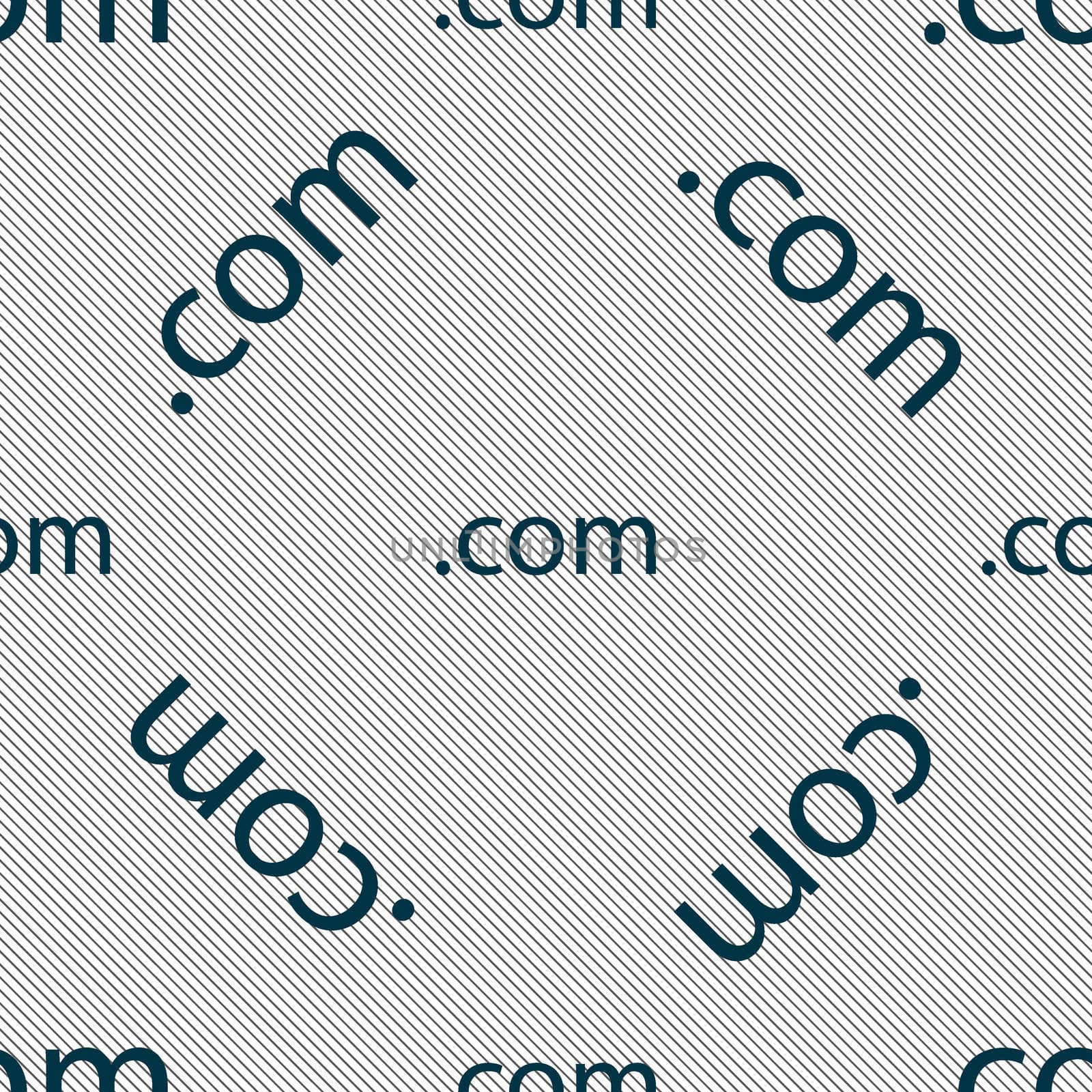 Domain COM sign icon. Top-level internet domain symbol. Seamless pattern with geometric texture. illustration