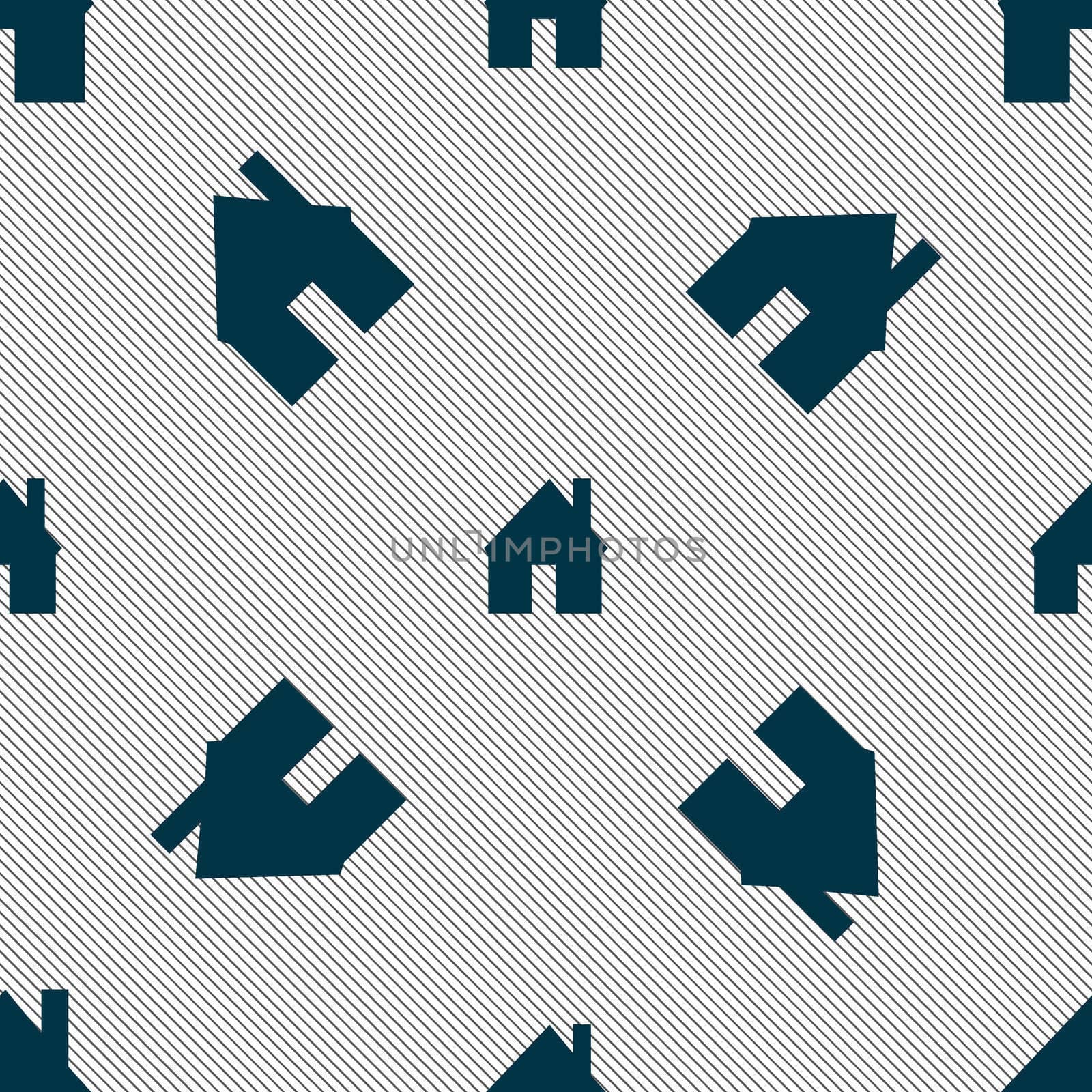 Home sign icon. Main page button. Navigation symbol. Seamless pattern with geometric texture.  by serhii_lohvyniuk