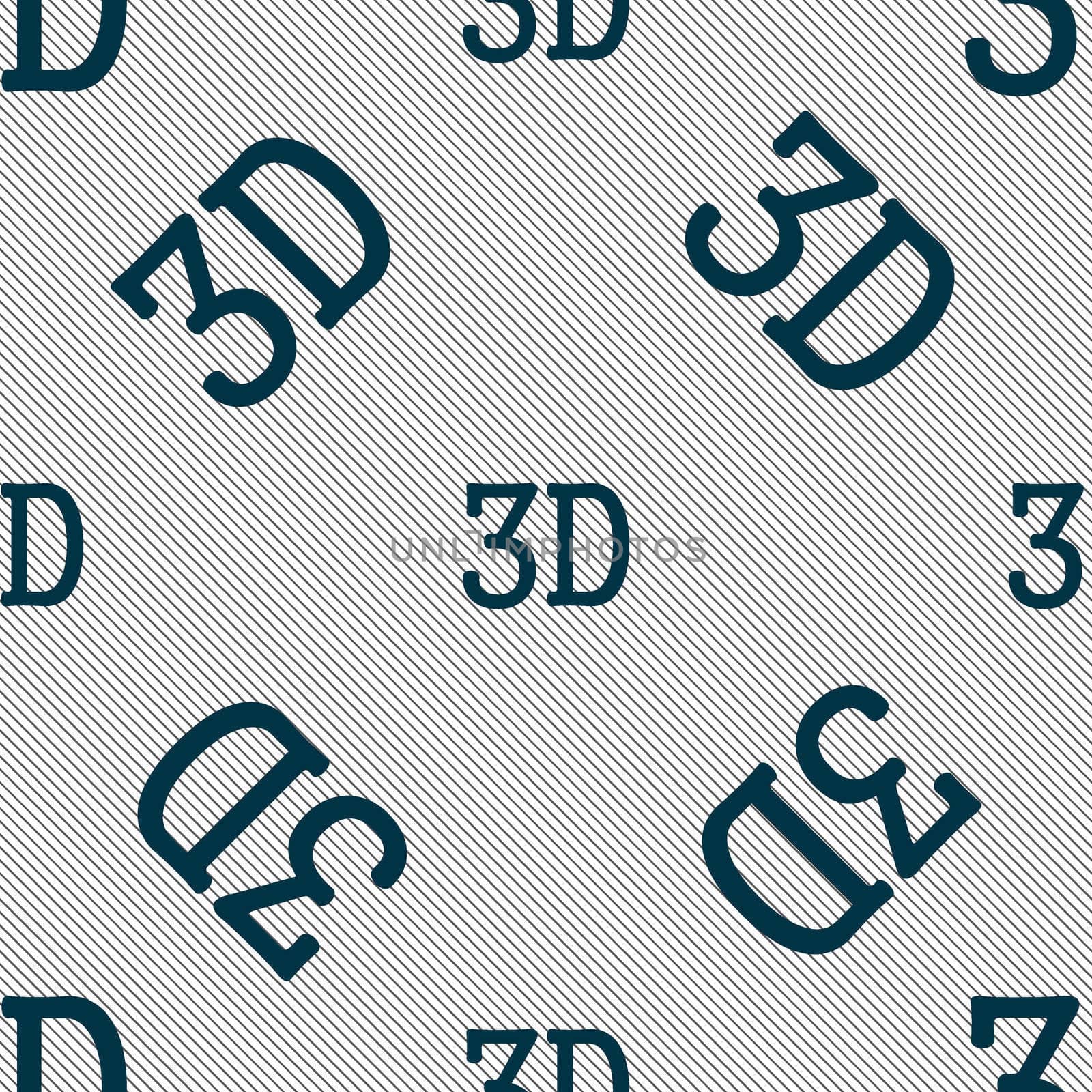 3D sign icon. 3D New technology symbol. Seamless pattern with geometric texture. illustration