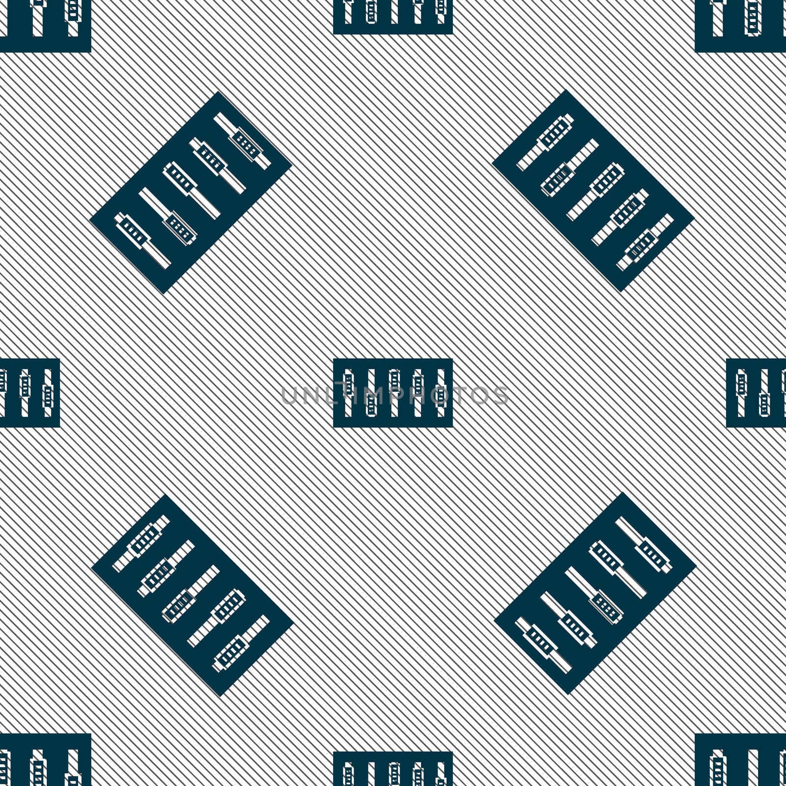 Dj console mix handles and buttons icon symbol. Seamless pattern with geometric texture. illustration