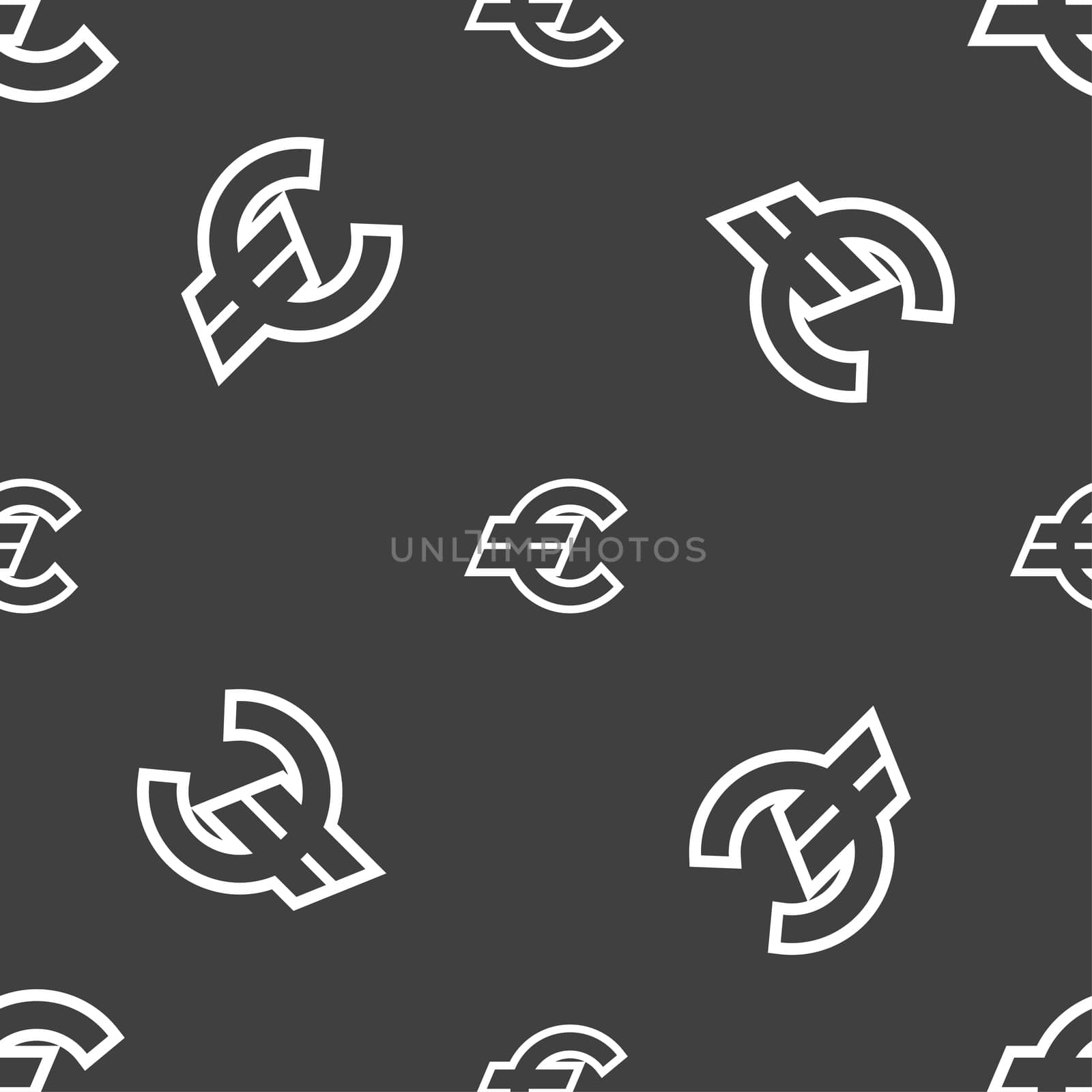 Euro EUR icon sign. Seamless pattern on a gray background. illustration