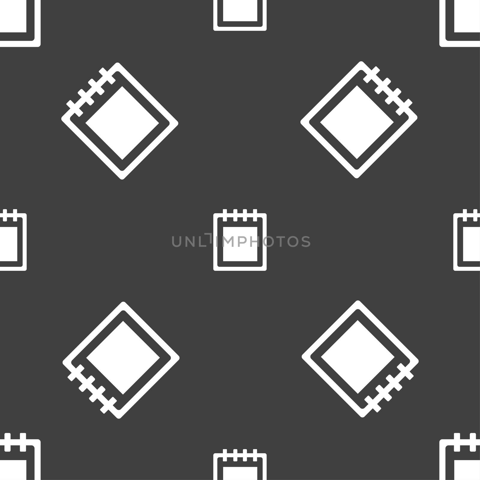 Notepad icon sign. Seamless pattern on a gray background.  by serhii_lohvyniuk